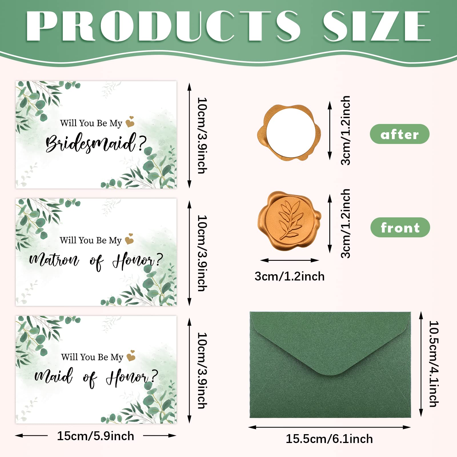 Fuutreo 11 Sets Bridesmaid Proposal Cards - Will You Be My Bridesmaid? Wedding Party Invitation Kit with Envelopes & Wax Seals (Leaf Design) - Perfect for Sister, Best Friend & Bridal Party Proposals