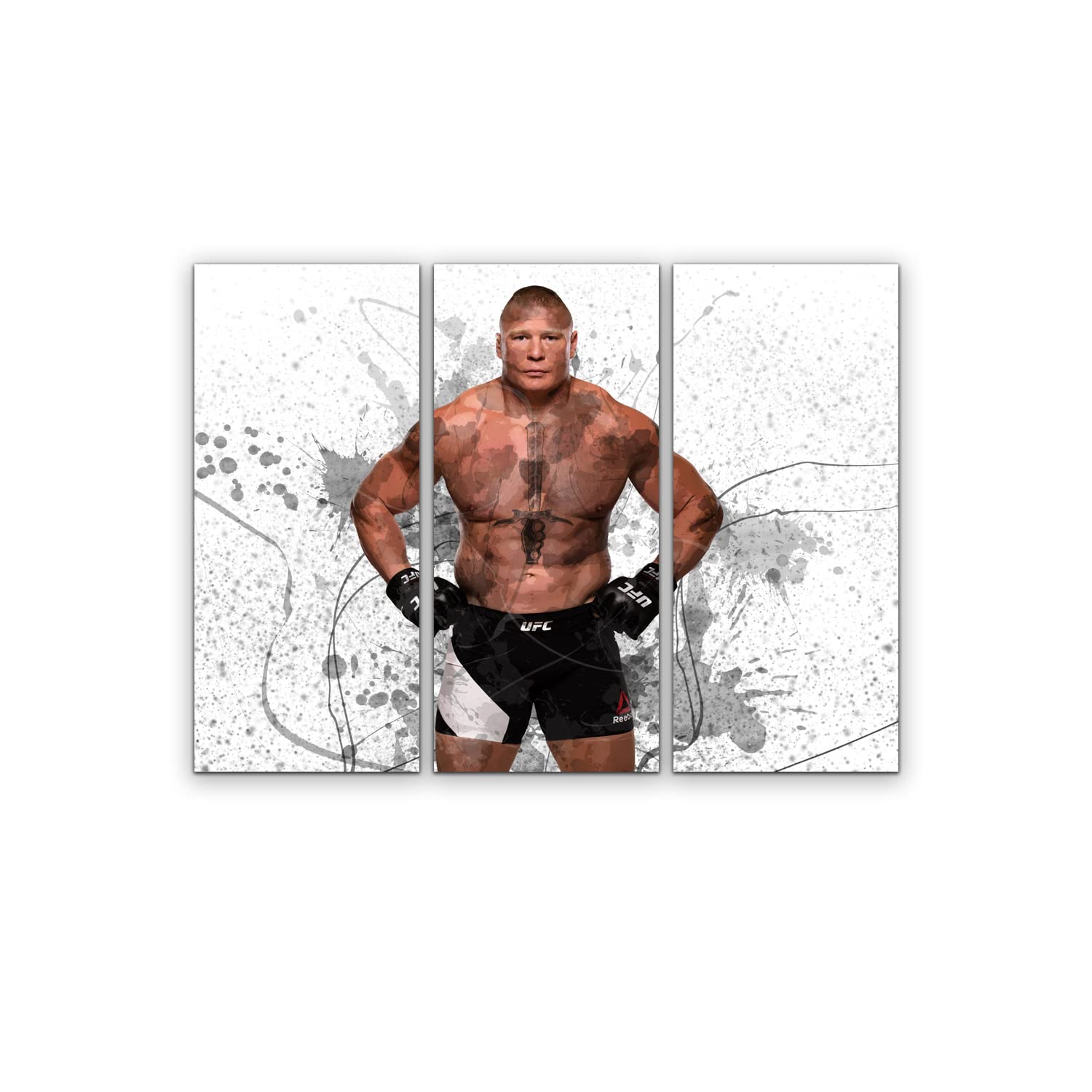 Brock Lesnar MMA Wall Art Canvas Print - Modern Home & Office Decor - 3-Piece Set with Wooden Frame - Perfect for Living Room, Man Cave & Gym - Large Size Poster for Sports Fans & Fight Enthusiasts