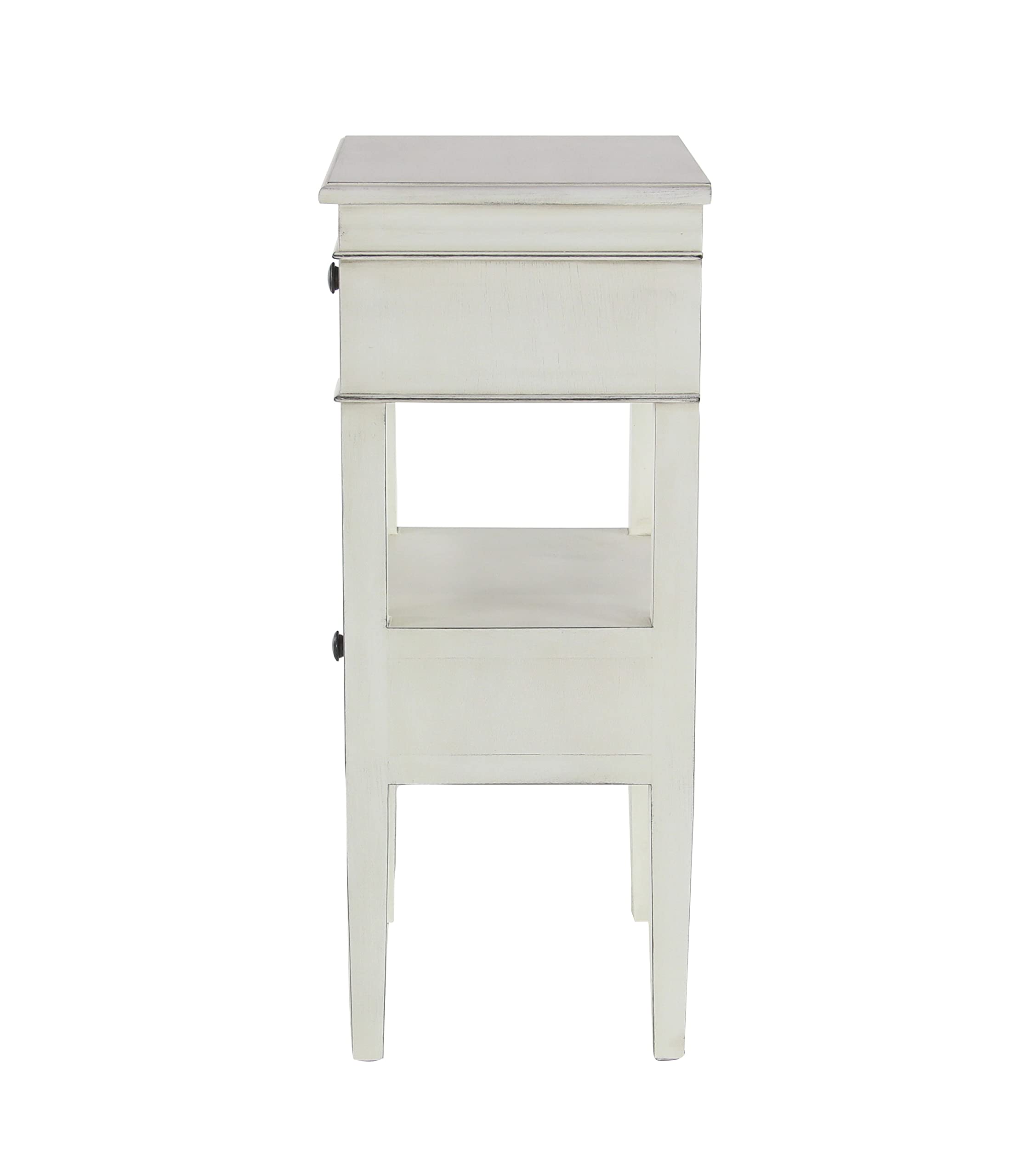 Deco 79 White Wooden End Table with 2 Drawers and 1 Shelf - 16