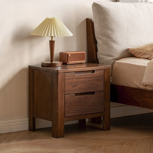 Solid Oak Wood Nightstand - Scandinavian Modern Bedside Table for Bedroom, Living Room & Nursery - Stylish & Durable Storage Solution