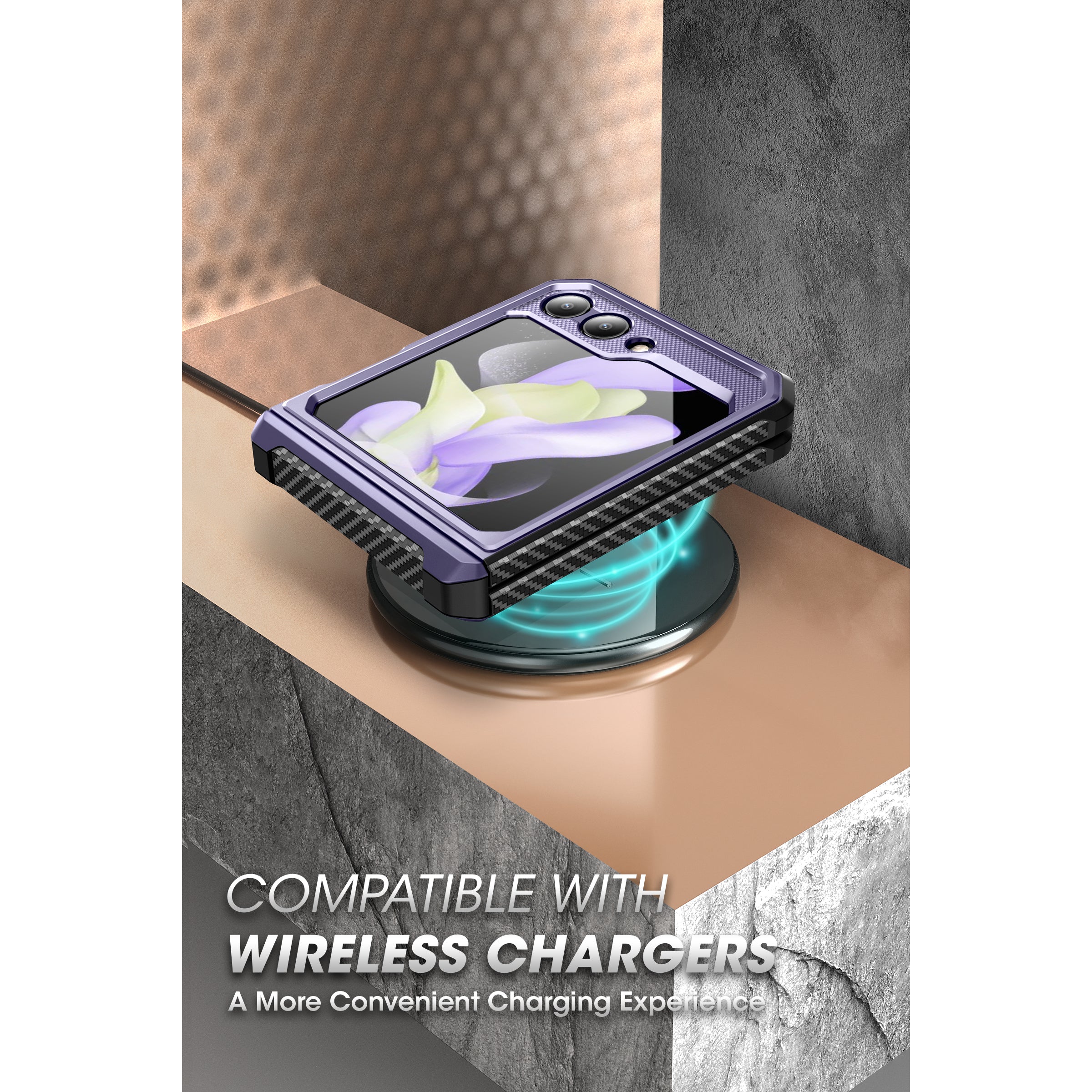 Samsung Galaxy Z Flip5 Unicorn Beetle PRO Heavy Duty Rugged Case with Belt Clip - Shockproof Protective Cover for Everyday Use (Metallic Purple) - Perfect for Outdoor Activities, Work & Travel