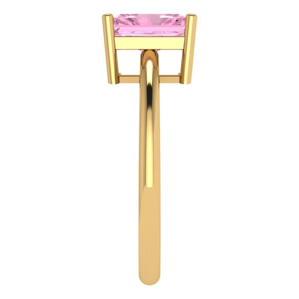 1.75ct Radiant Cut Pink Simulated Diamond Engagement Ring - 14K Yellow Gold Solitaire for Women | Wedding, Bridal, Anniversary Gift Idea | Elegant Jewelry for Proposals & Special Occasions