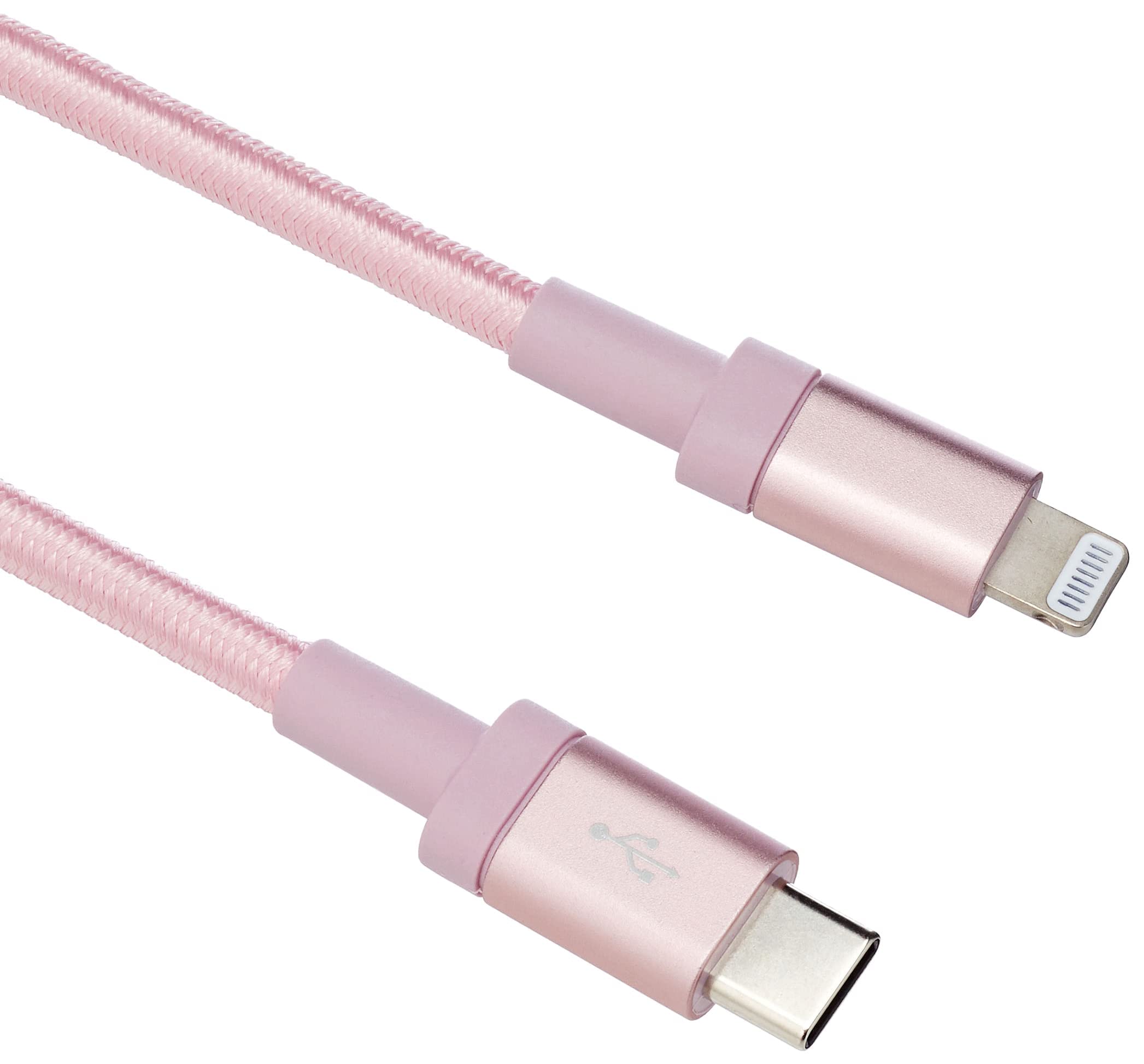 Amazon Basics MFi Certified USB-C to Lightning Cable 6ft Nylon Braided - Fast Charging Cord for iPhone 14/13/12/11/X/Xs/Pro/Max/Plus & iPad - Durable Rose Gold Charger for Home, Office & Travel