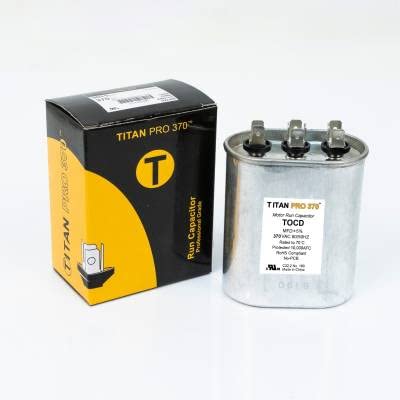 Titan Pro TOCD255 Run Capacitor 25+5 MFD 370V Oval - HVAC Motor Start & Run Capacitor for Air Conditioners, Pumps, and Fans