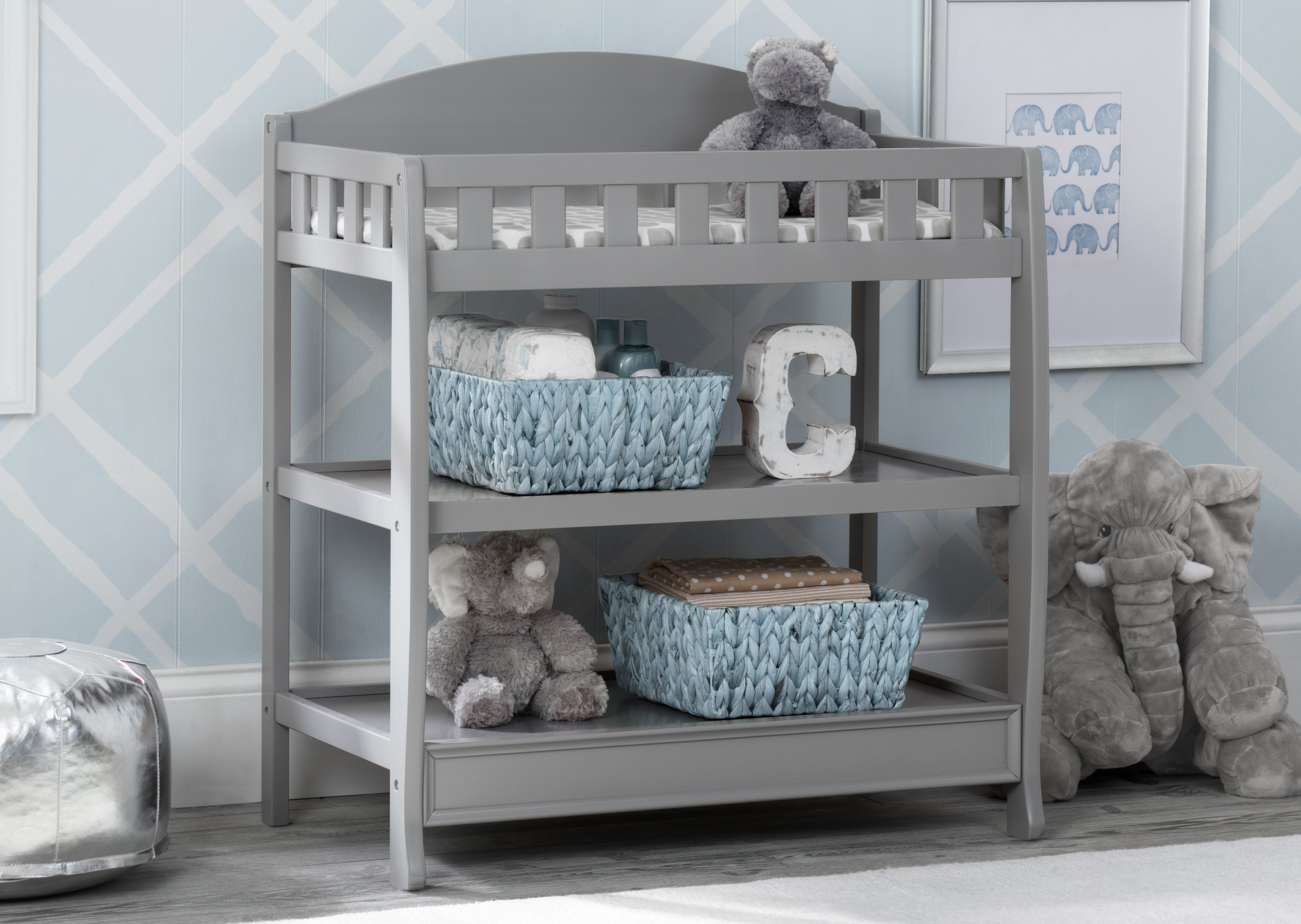 Wilmington Baby Changing Table with Soft Pad - Perfect for Nursery, Bedroom & Diaper Changing Station - Safe & Sturdy for Newborns & Toddlers