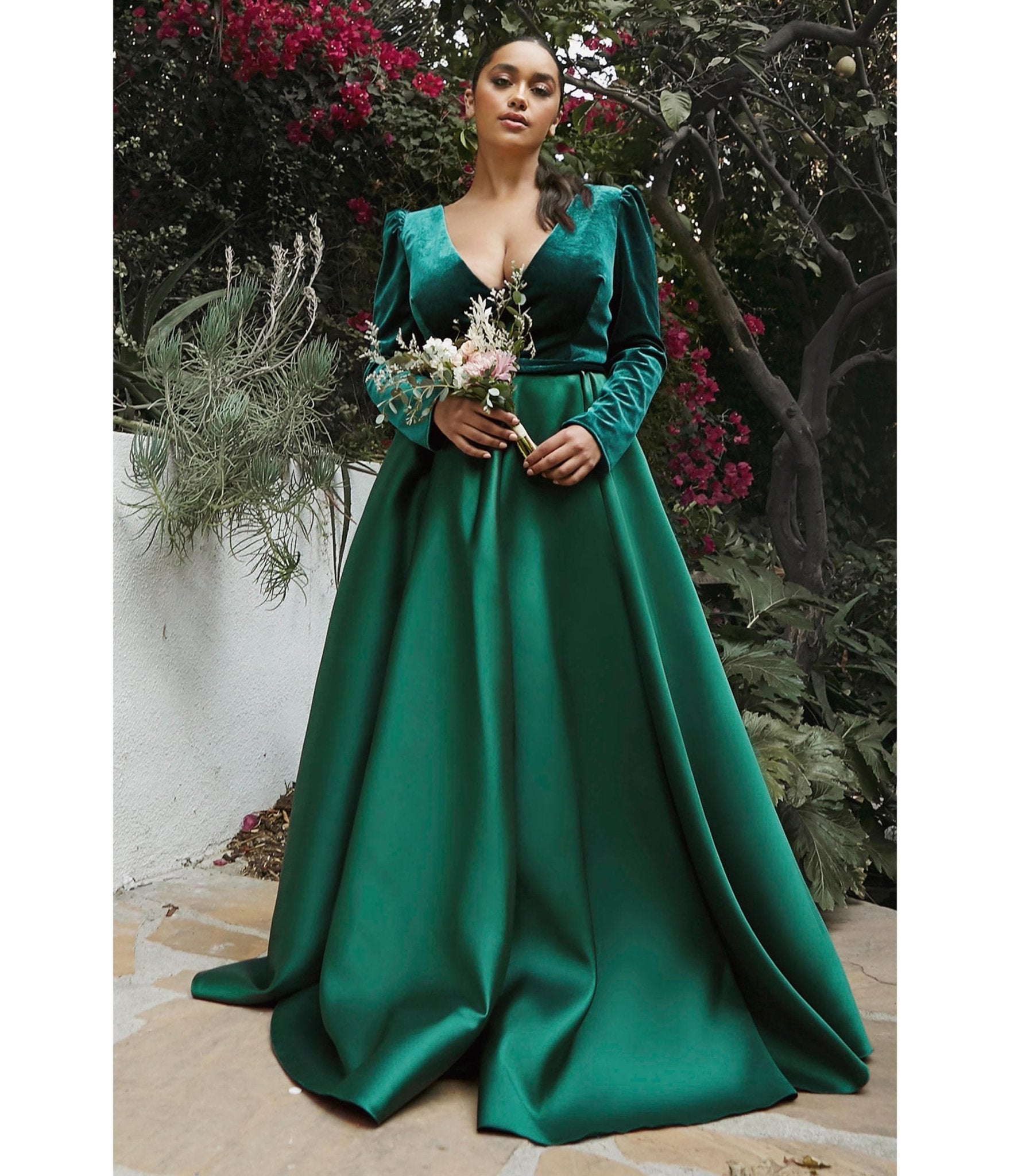 Ladivine by Cinderella Divine Plus Size Emerald Green Long Sleeve Bridesmaid Dress - Elegant Formal Gown for Weddings, Prom & Evening Events