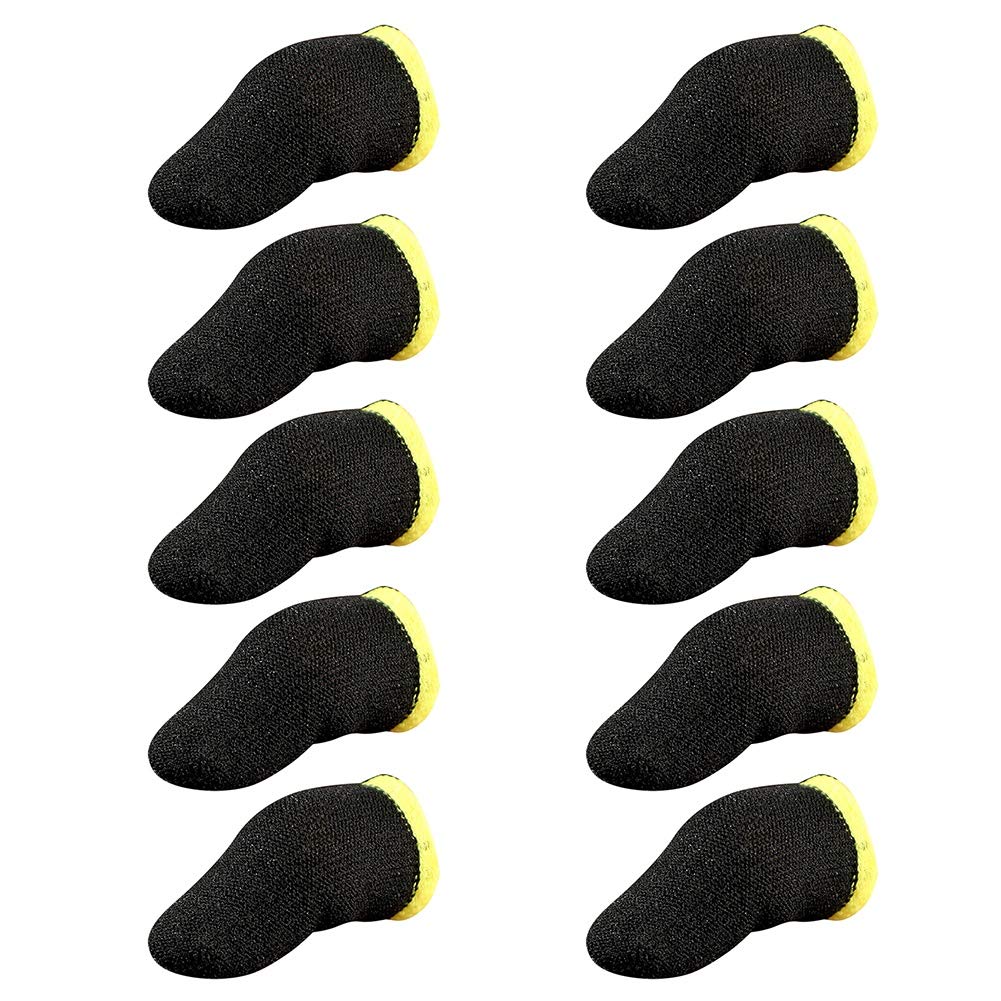 10 Pack Anti-Sweat Gaming Finger Sleeves - Breathable Magnetic Touch Screen Thumb Gloves for Mobile Games (Black) | Perfect for PUBG, Call of Duty & Fortnite Players