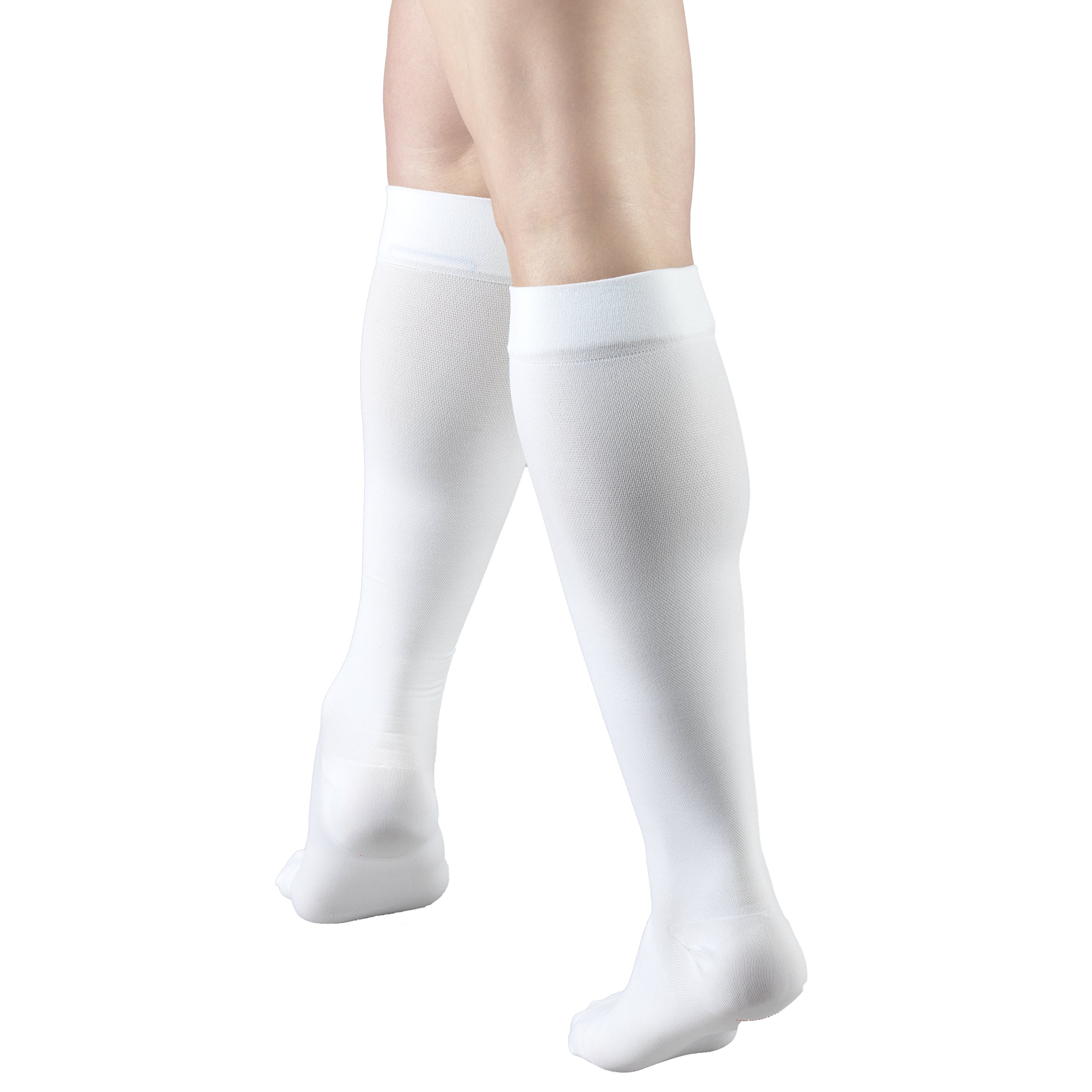 Truform 18 mmHg Compression Stockings for Men & Women - Knee High Surgical Socks, Closed Toe, White, X-Large - Ideal for Post-Surgery Recovery, Varicose Vein Relief & Travel Comfort