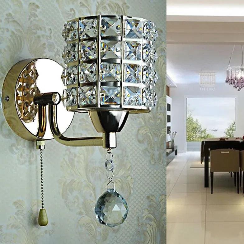 Crystal Cylinder Wall Plug-in Lights - Elegant Home Decor for Bedroom, Living Room & Hallway Lighting