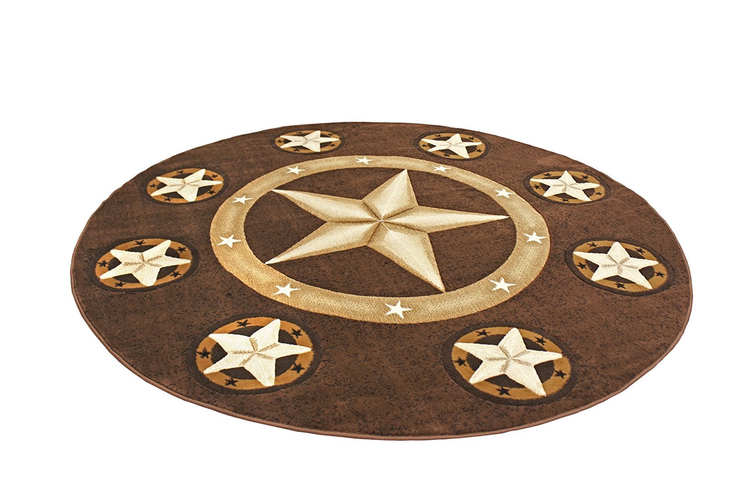 Texas Star Western Chocolate Brown Area Rug 7x7 Feet Round - Southwestern Decor for Living Room, Bedroom & Cowboy Themed Spaces