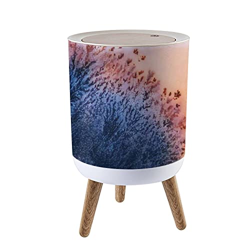 Small Trash Can with Lid - 1.8 Gallon Round Waste Bin with Microcrystals Dendrite Design, Press Cover & Dog Proof - Perfect for Kitchen, Bathroom, Living Room | Ideal for Home, Office, Pet Areas & Small Spaces