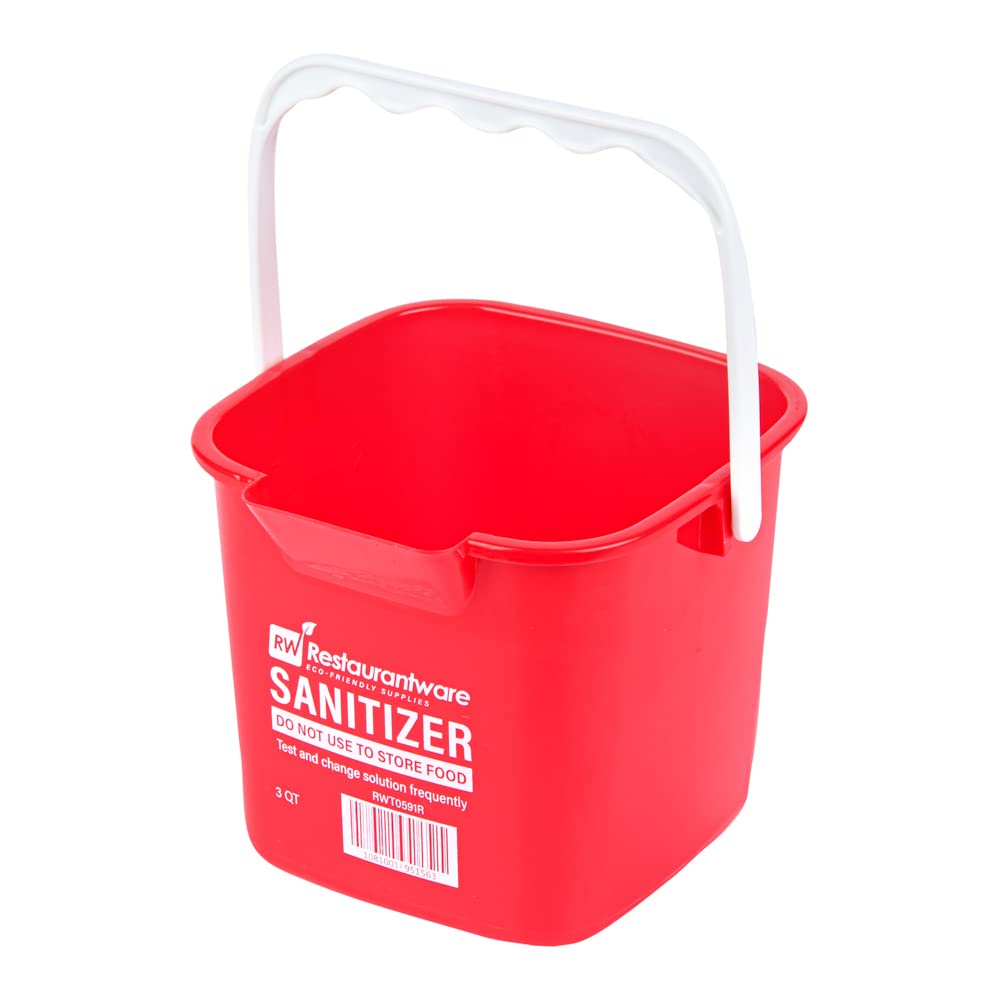 Restaurantware RW Clean 3 Quart Plastic Cleaning Buckets with Measurements - 10 Pack Square Detergent Buckets with Built-In Spout & Handle for Home, Commercial, or Restaurant Use - Ideal for Mopping, Car Washing, and Household Cleaning
