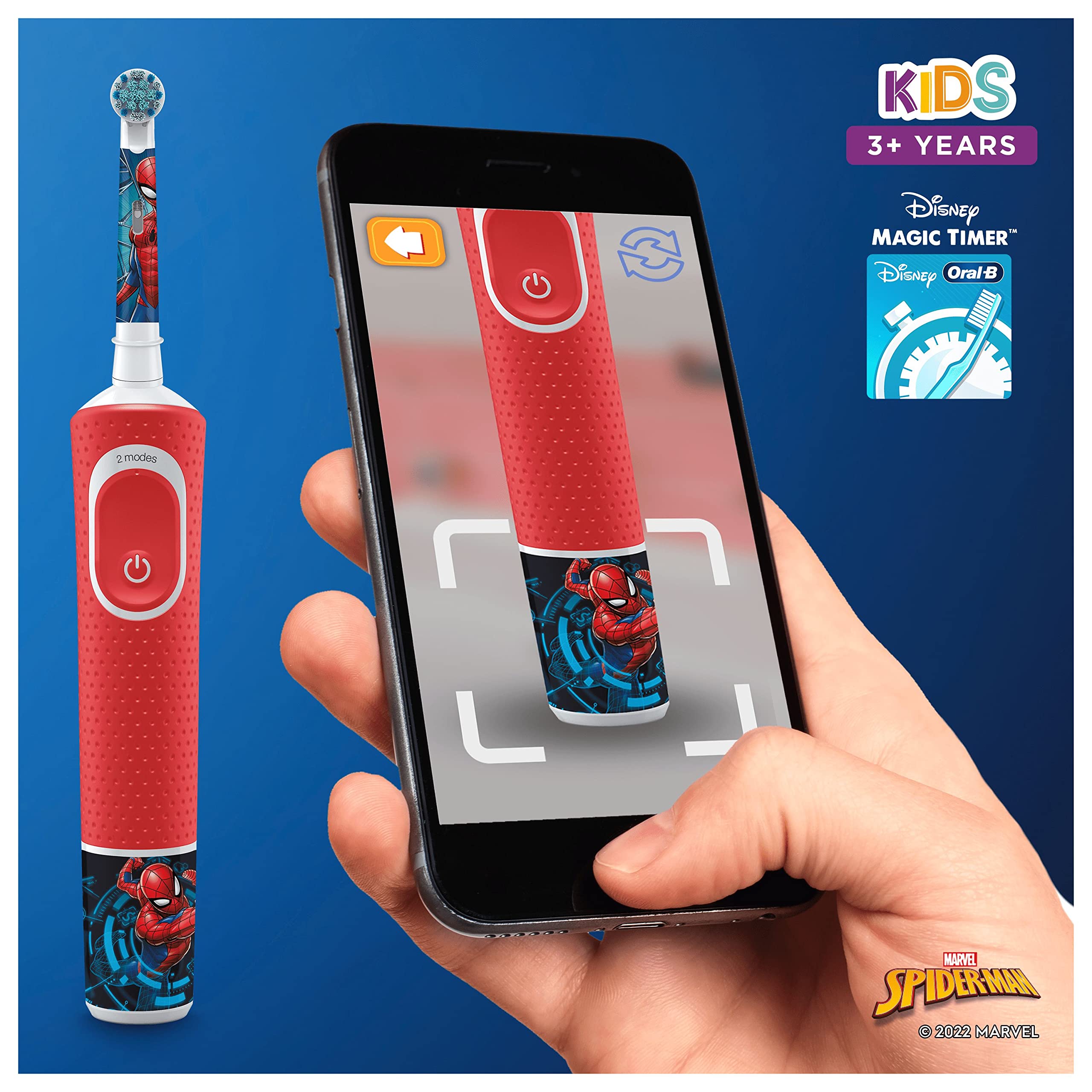 Oral-B Kids Electric Toothbrush with Spider-Man Design - Rechargeable Battery, 2-Minute Timer for Better Brushing - Perfect Gift for Children's Dental Care & Superhero Fans