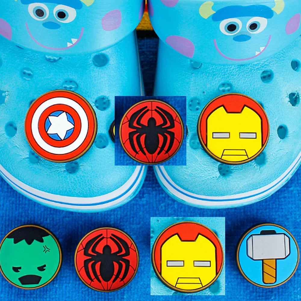 MINISO Marvel Superhero DIY Shoe Charms - Cartoon Character Accessories for Sandals & Clogs - Decorative Pins for Kids Gifts & Garden Fashion Accessories (Perfect for Birthday Presents & Cosplay Outfits)