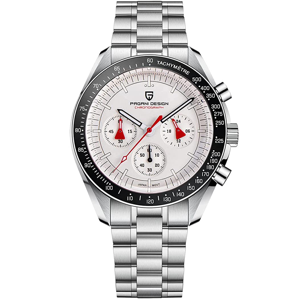 Pagani Design 1701 V6 Moon Phase Chronograph Watch for Men - VK63 Quartz Movement, Stainless Steel Case, 100M Waterproof - Perfect for Business, Casual & Sports Wear
