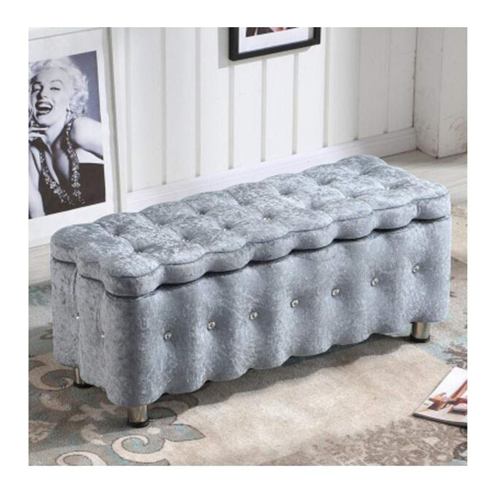 Tufted Fabric Storage Ottoman Bench with Lift Top - 80cm Gray Footstool, Shoe Bench, Sofa & Bedroom Stool - Perfect for Living Room, Bed End & Home Organization