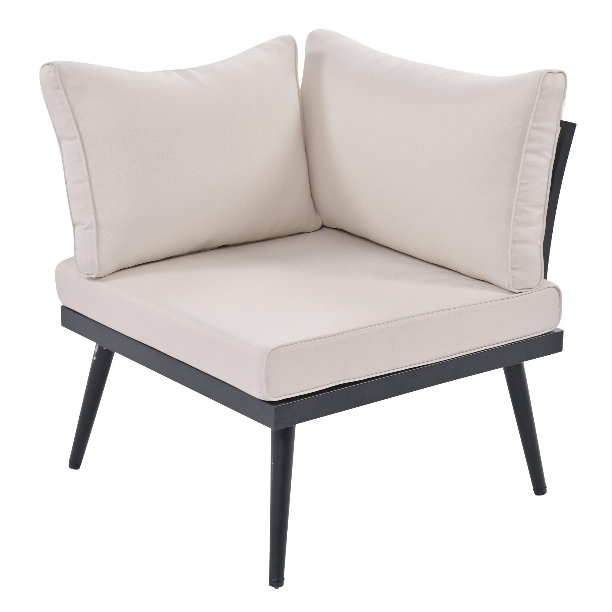 6-Piece Outdoor Sectional Sofa Set with Round Nesting Coffee Tables & Cushioned Seating - Patio, Porch, Garden Furniture for Backyard, Poolside & Outdoor Living Spaces