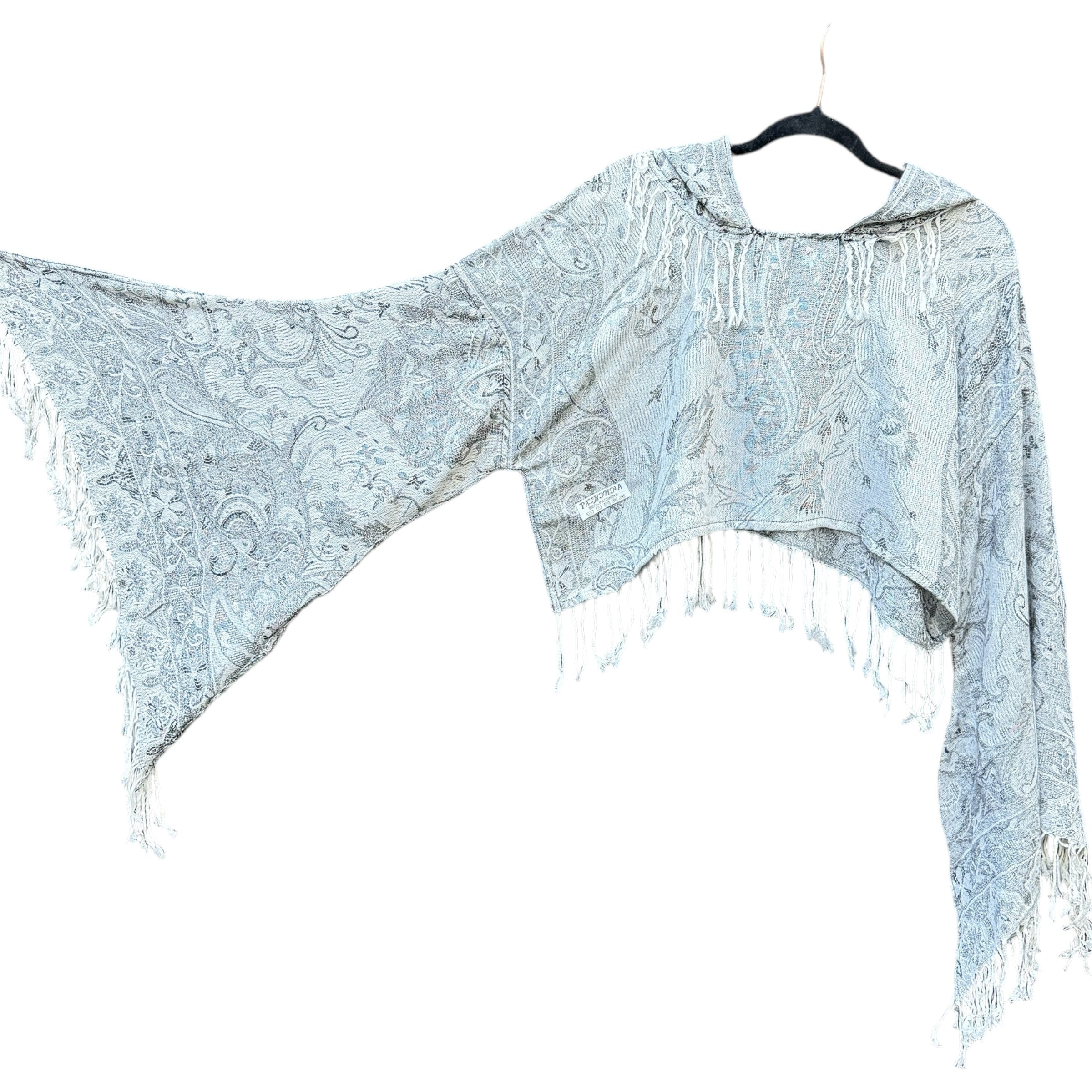 Butterfly Bell Top Denim Paisley Floral Print Women's Blouse - Perfect for Casual Outings, Parties & Boho Fashion Styles