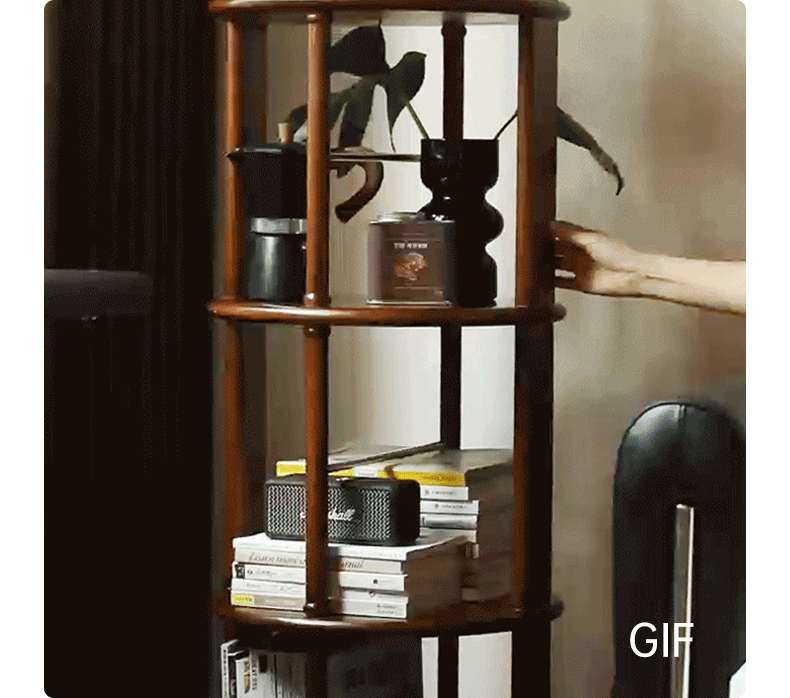Solid Poplar Wood Rotating Bookshelf - 360° Swivel Floor Bookcase for Living Room, Office & Bedroom Storage & Organization