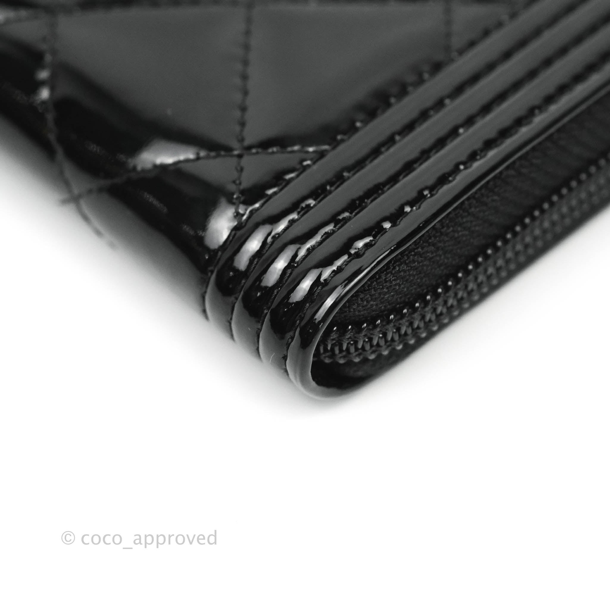 Chanel Boy Quilted Medium Zip Wallet Black Patent Leather - Luxury Designer Wallet for Women, Perfect for Everyday Use & Special Occasions