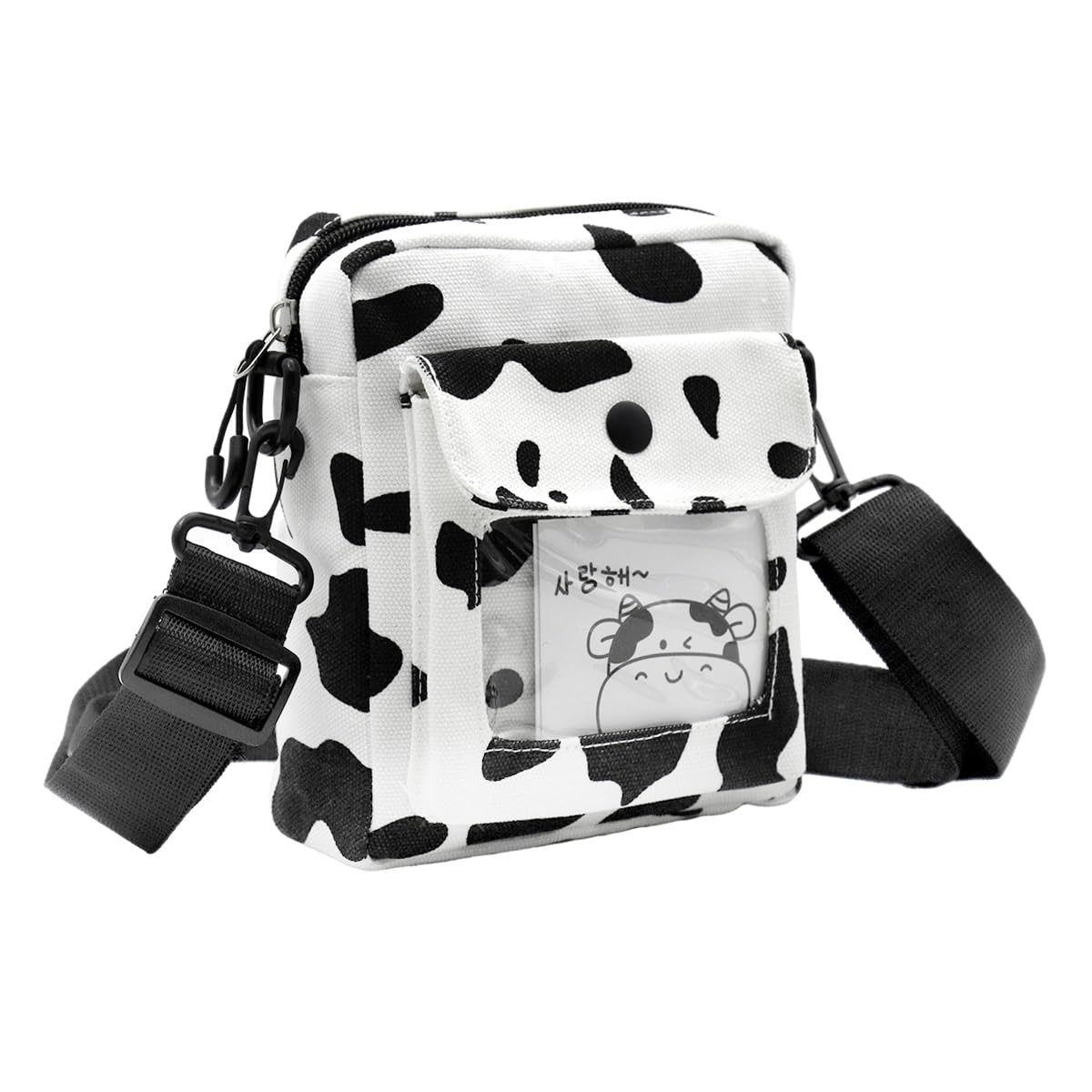 **Stylish PALAY Canvas Crossbody Bag for Women - Adjustable Shoulder Strap, Cute Print, Versatile Phone Purse (Black) | Perfect for Daily Use, Travel & Shopping**