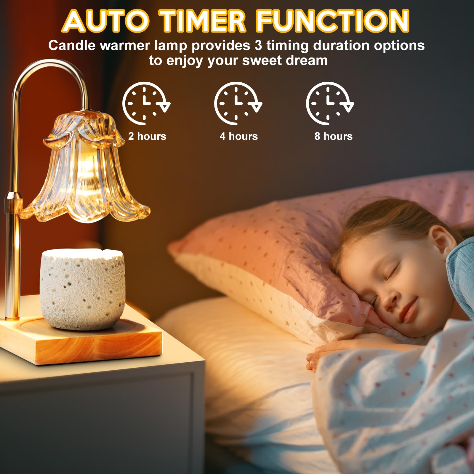 Electric Candle Warmer Lamp with Timer & Dimmer - Adjustable Height Wax Melt Warmer (2 Bulbs Included) - Compatible with All Jar Candles - Perfect Gift for Mom, Housewarming & New Home Decor - Ideal for Relaxation, Aromatherapy & Cozy Ambiance