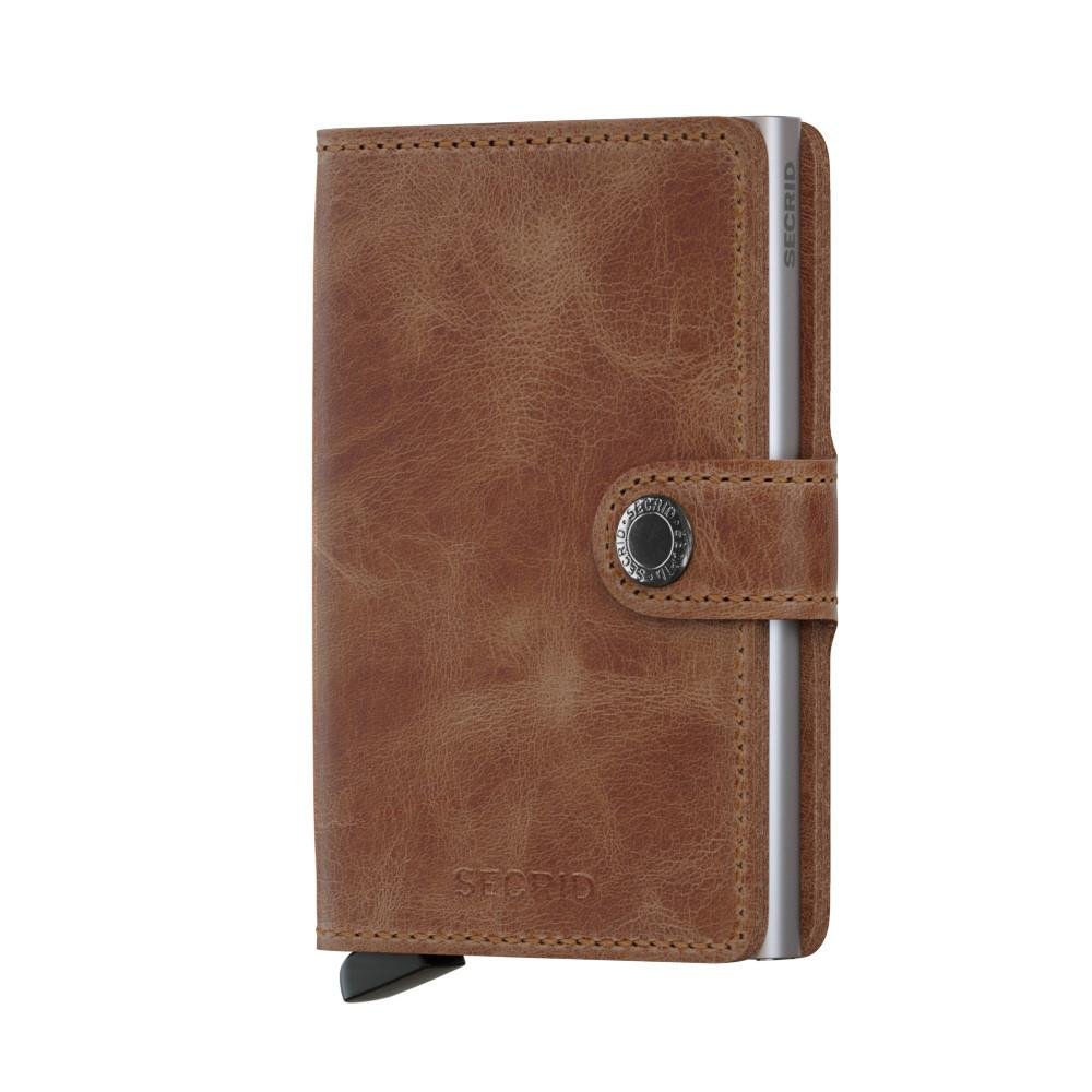 Secrid Men's Mini RFID Blocking Leather Wallet - Slim Vintage Card Holder for 12 Cards, Light Brown | Perfect for Travel, Business & Everyday Use