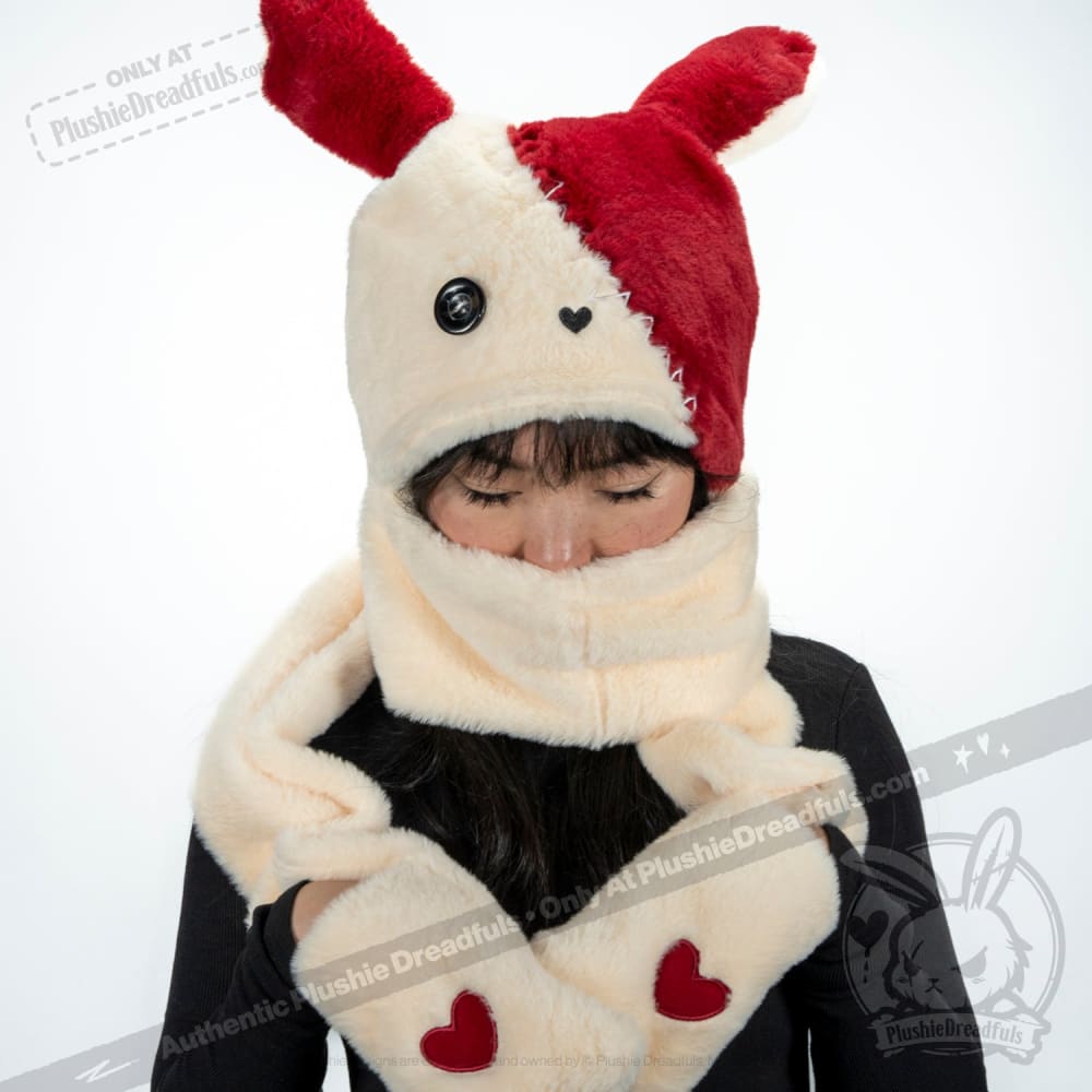 Scoodie Dreadful Love Rabbit Scarf Hoodie - Cozy Winter Wear for Women, Cute Animal Print Fashion Accessory - Perfect for Cold Weather, Outdoor Activities & Casual Style