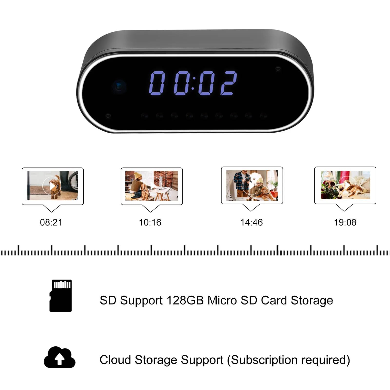 FKINGLRK Mini WiFi Camera - Wireless Hidden Spy Clock Camera with Remote Monitoring, AP/IP Access for Indoor Home Security & Nanny Cam | Perfect for Baby Monitoring, Pet Watching & Office Surveillance