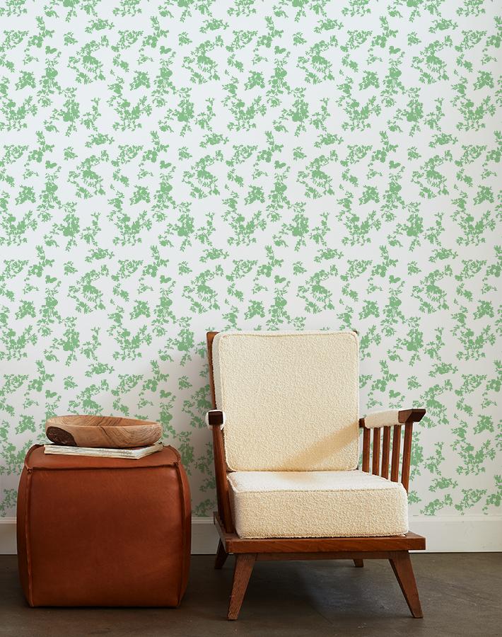 Clare V. Françoise Floral Wallpaper - Spring Green & White Peel and Stick Wallpaper for Bedroom, Living Room, Nursery Decor