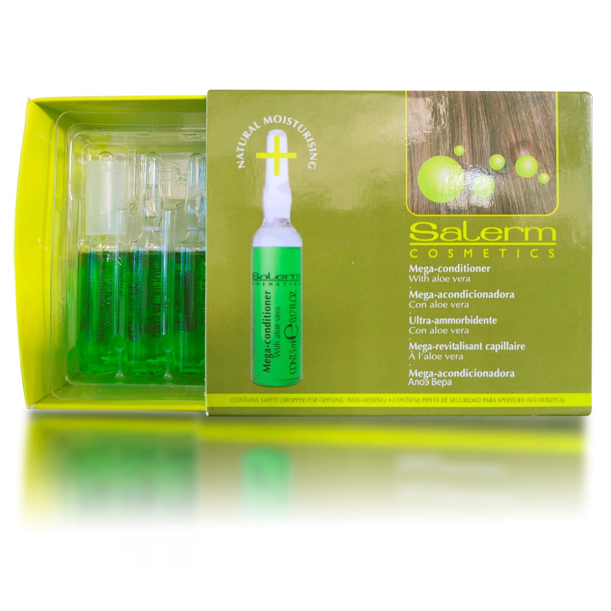 Salerm Mega Conditioner Ampoules 12 x 5ml - Deep Repair & Hydration Hair Treatment for Dry & Damaged Hair - Gift Included - Professional Salon Quality Conditioning Vials - Perfect for Home Hair Care Routine & Travel Essentials