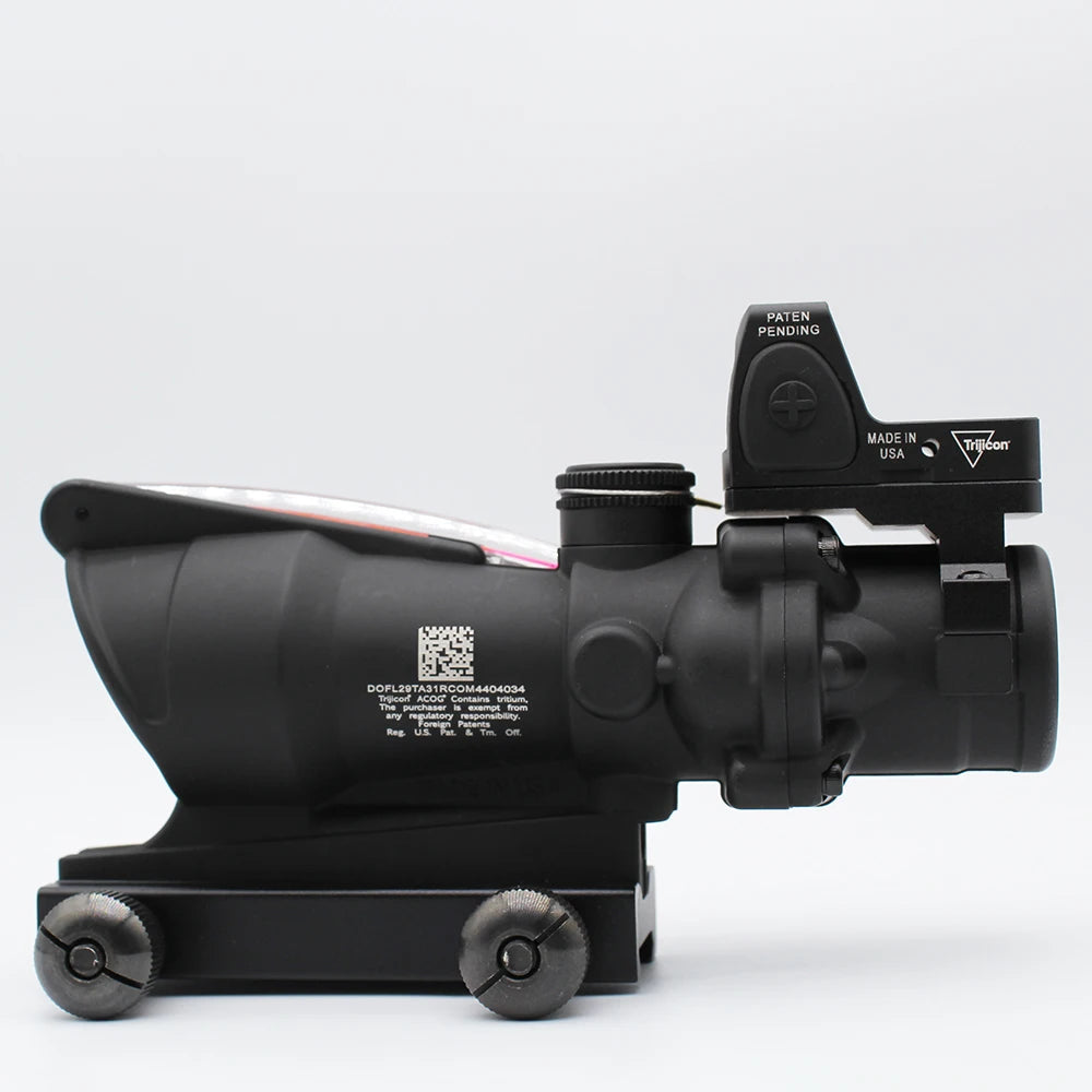 Trijicon ACOG 4x32 Rifle Scope - Fiber Optic Illuminated Red/Green Chevron Reticle with RMR Mount | Tactical, Hunting & Military Use