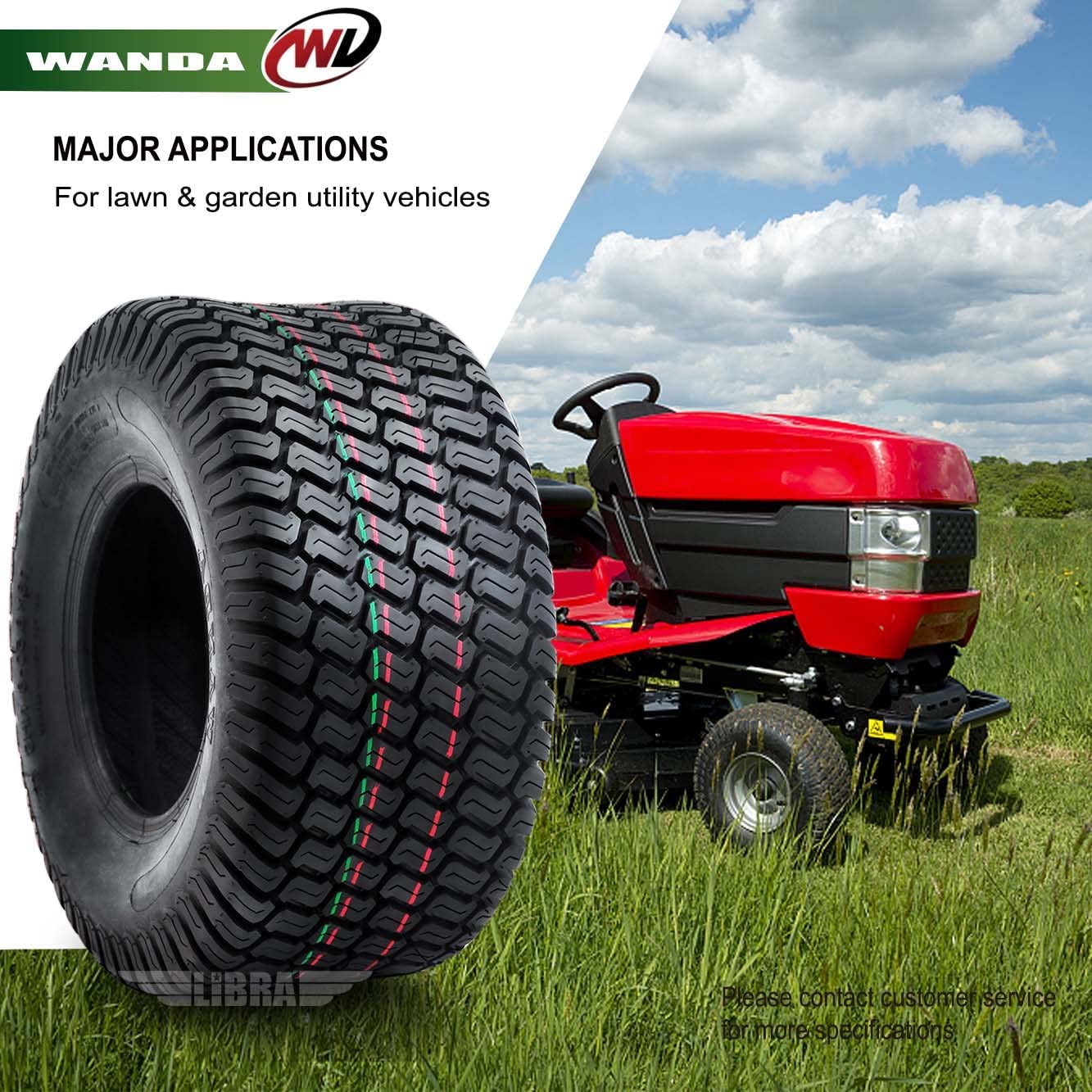 WANDA Set of 2 - 16x6.50-8 Lawn Mower Tractor Cart Turf Tires (16x6.5x8) P332-13019 - Perfect for Garden Tractors, Utility Carts & Lawn Equipment