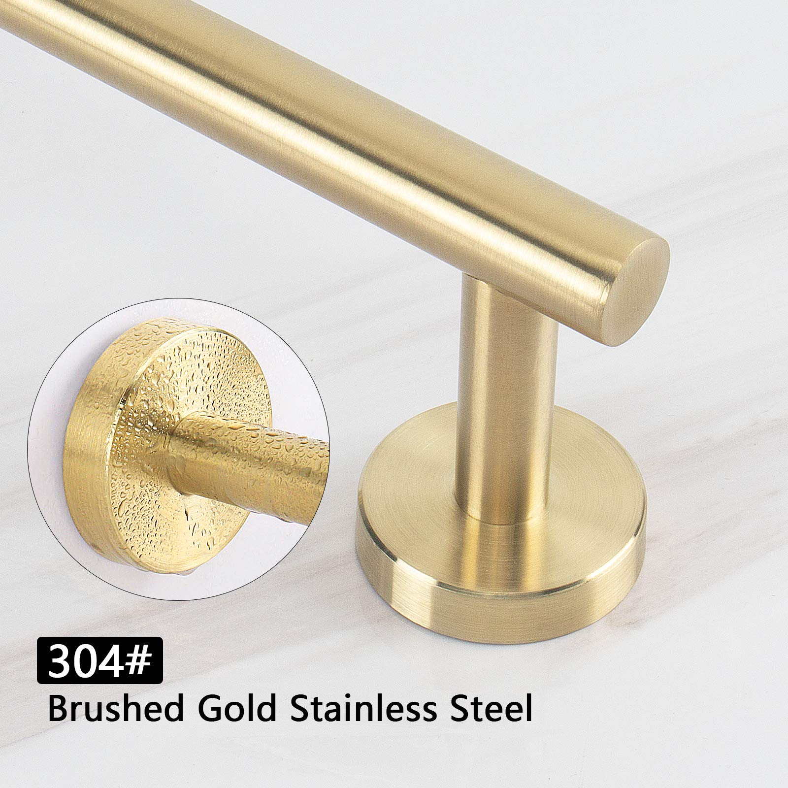 Premium Stainless Steel Bath Towel Bar - 18 Inch Brushed Gold Wall Mounted Towel Rack for Bathroom | Heavy Duty Shower Accessories | Perfect for Spa, Hotel & Home Decor (1 Pack)
