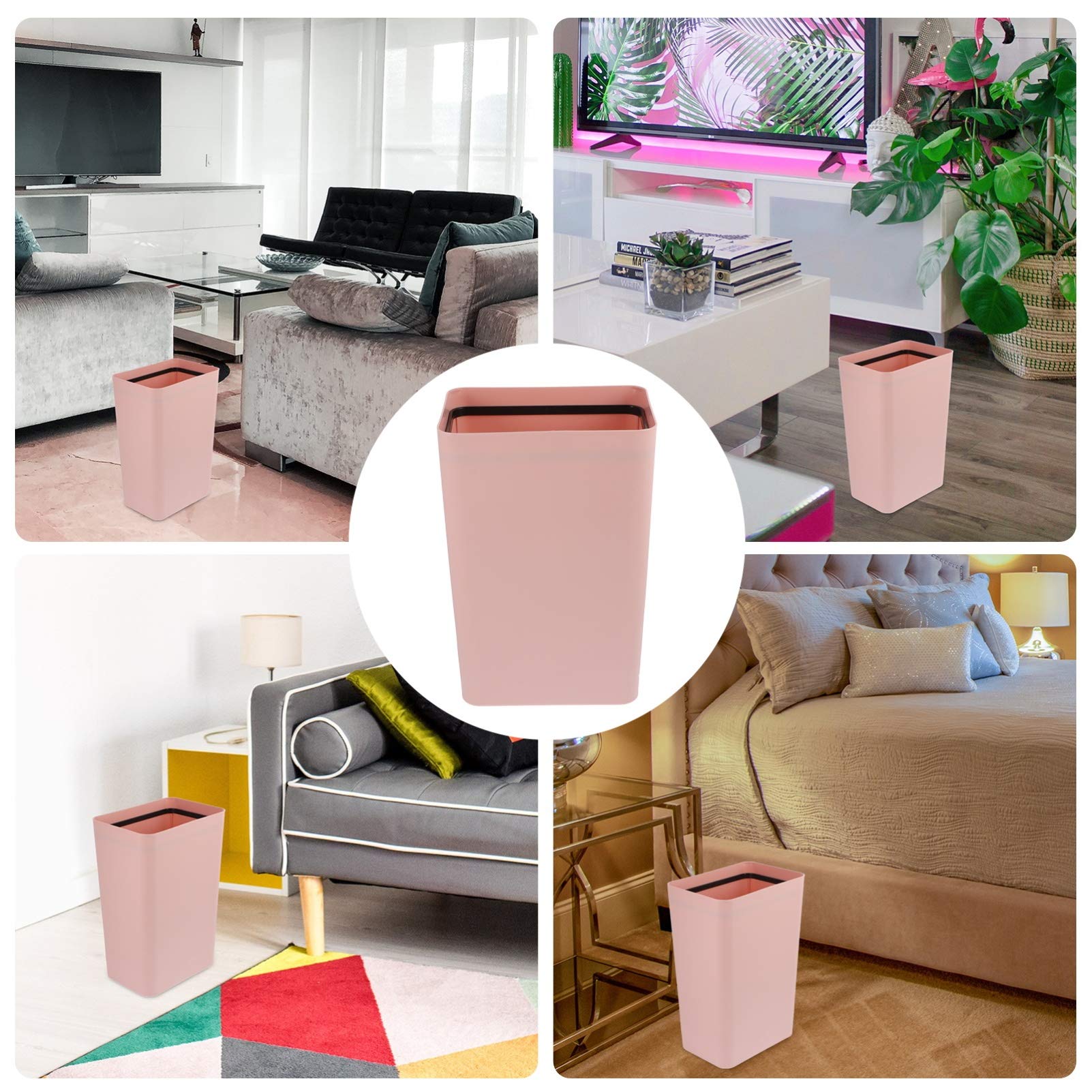 BESPORTBLE 1-Piece Open Plastic Trash Can - Small Waste Basket for Bedroom, Bathroom, Office & Kitchen - Durable Dustbin & Garbage Container for Home Use
