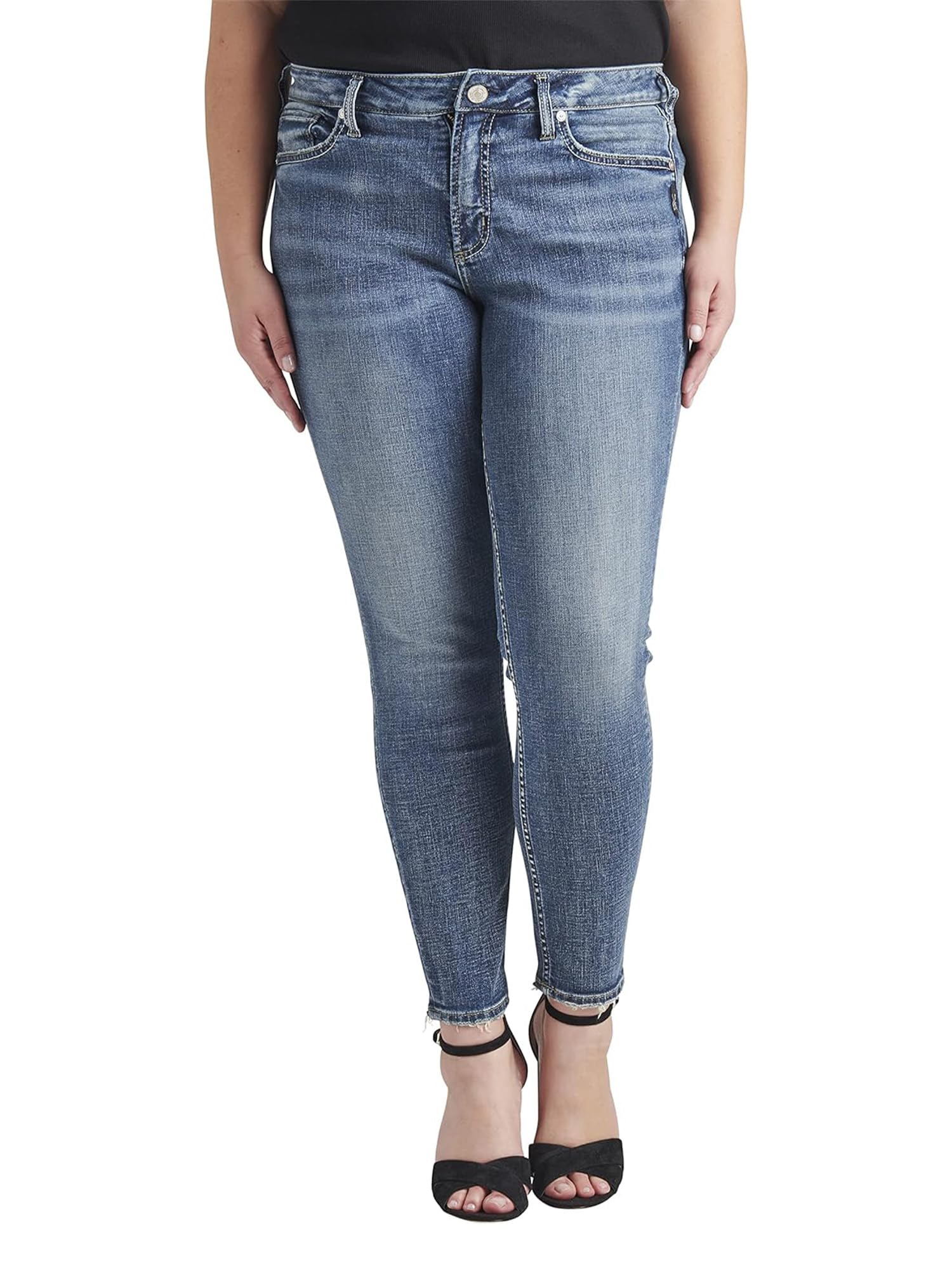 Silver Jeans Co. Women's Plus Size Suki Mid Rise Curvy Fit Skinny Jeans - Stretch Denim Pants for Casual Wear & Everyday Comfort