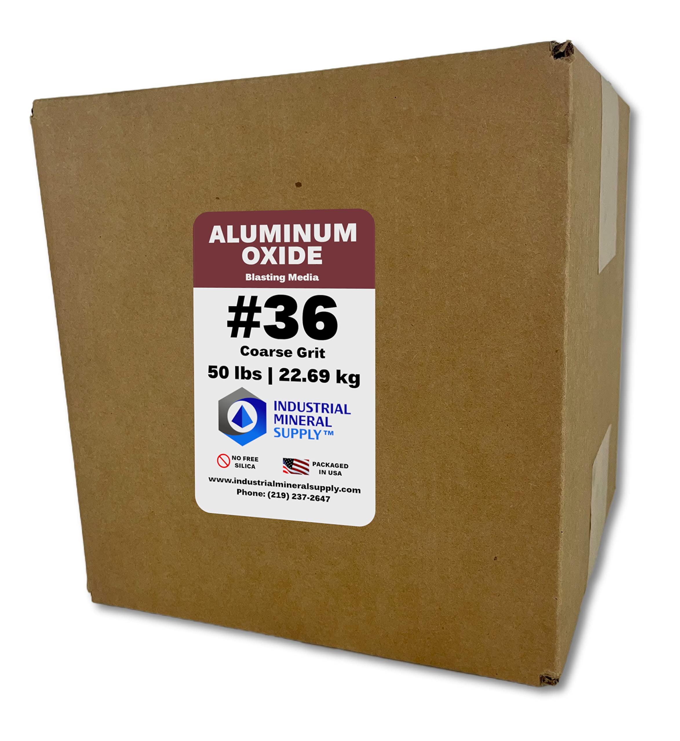 Aluminum Oxide Sand Blasting Abrasive - 50lbs Coarse #36 Grit for Sandblasters & Cabinets - Metal & Wood Surface Prep