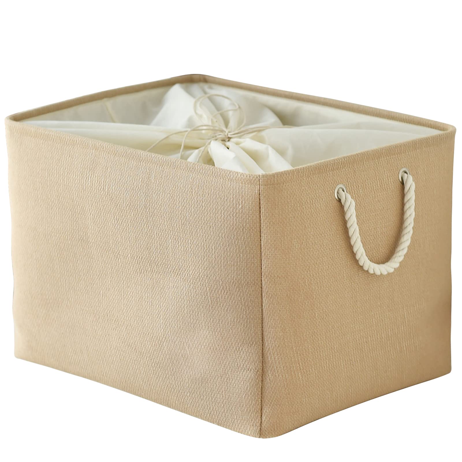 Large Fabric Storage Basket with Drawstring Cover - 20.5