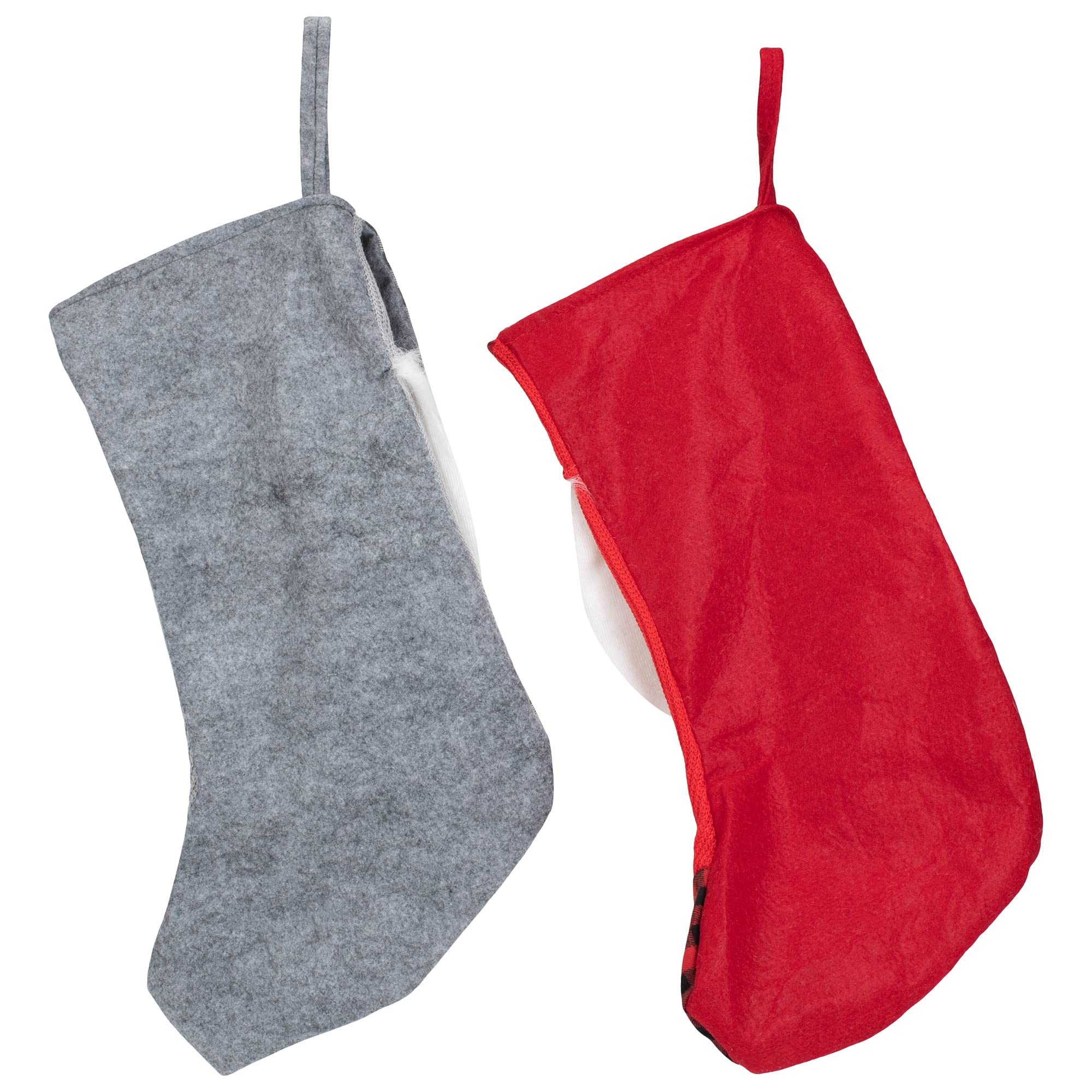 Buffalo Check Gnome Christmas Stockings Set of 2 - 18-inch Festive Holiday Decorations - Red and Black Plaid Polyester Stockings for Fireplace Mantel, Gift Exchange & Christmas Tree Decor