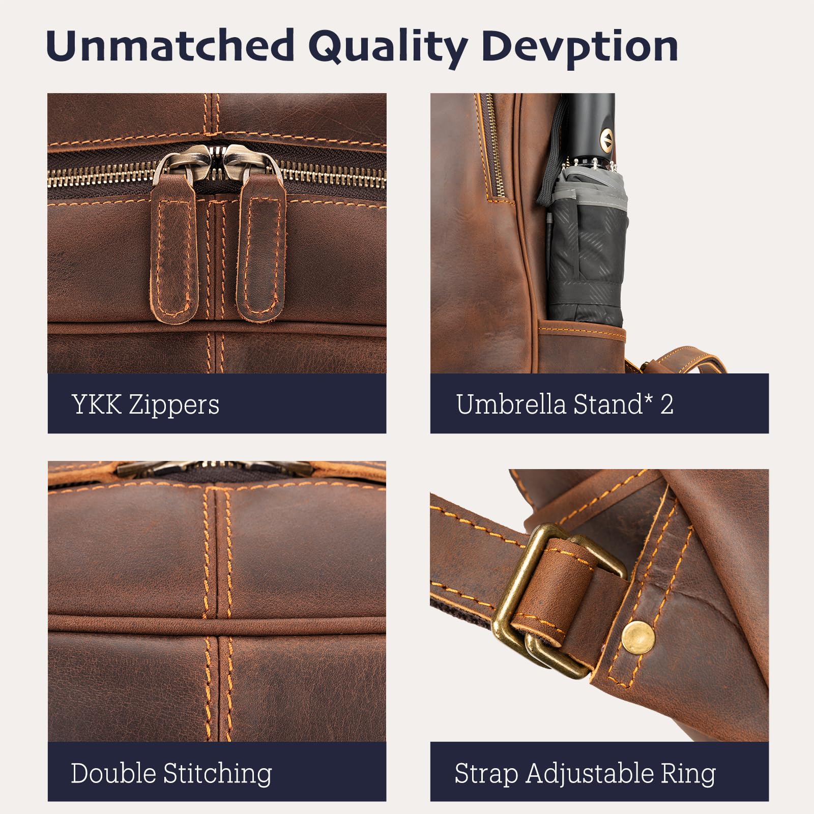 Premium Genuine Leather Backpack for Men - 15.6 Inch Laptop Bag - 100% Top-Grain Madagascar Leather - Brown Medium Size Business & Travel Backpack - Perfect for Work Commute, College & Weekend Getaways