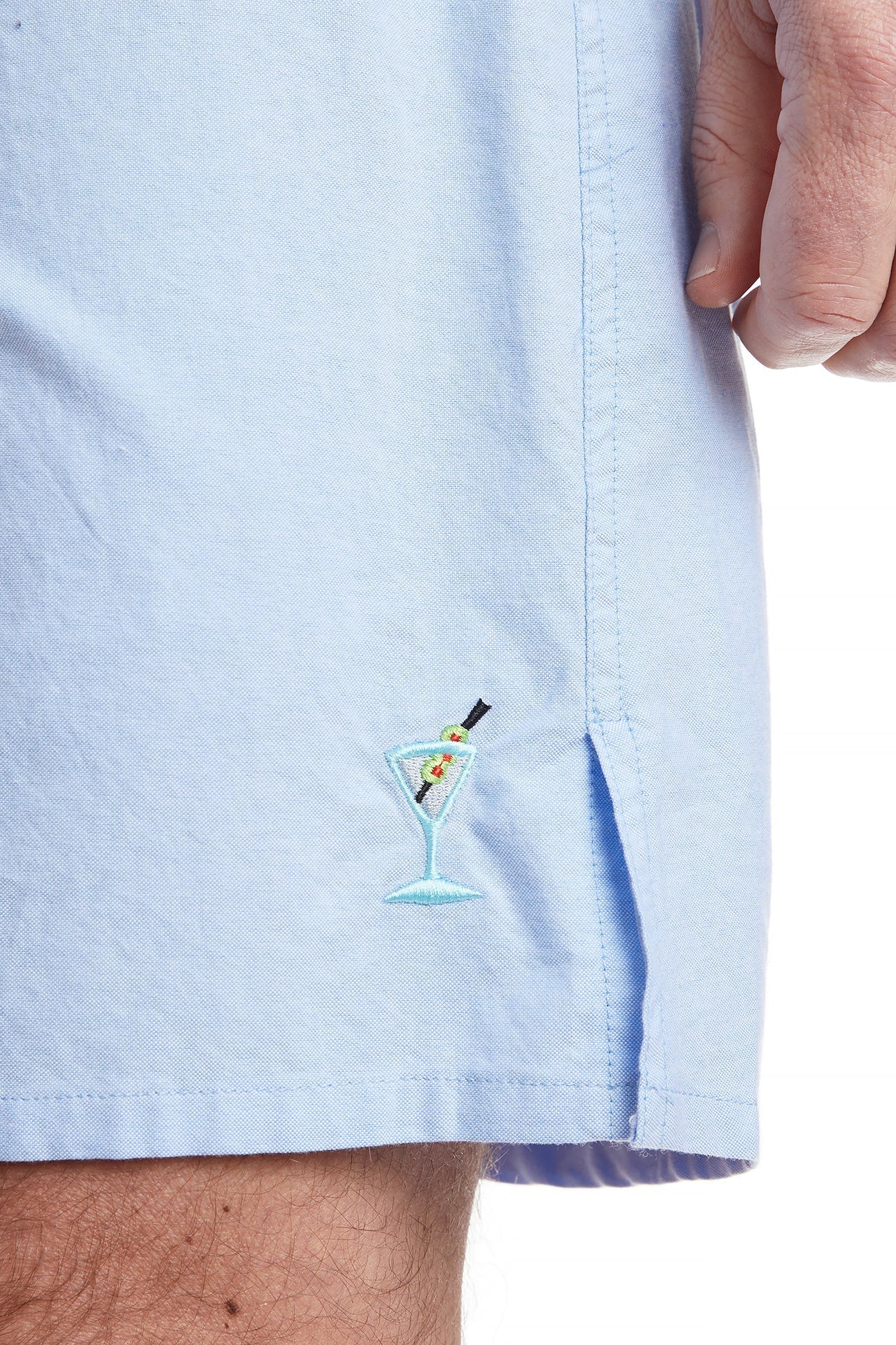 Barefoot Boxer Blue Oxford Shirt for Men - Classic Single Martini Pocket Design - Perfect for Casual Wear, Office & Date Nights