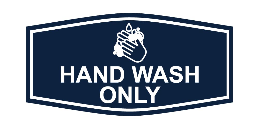 Hand Wash Only Sign - Large Navy Blue & White Bubble Design - Perfect for Laundry Rooms, Bathrooms & Kitchens