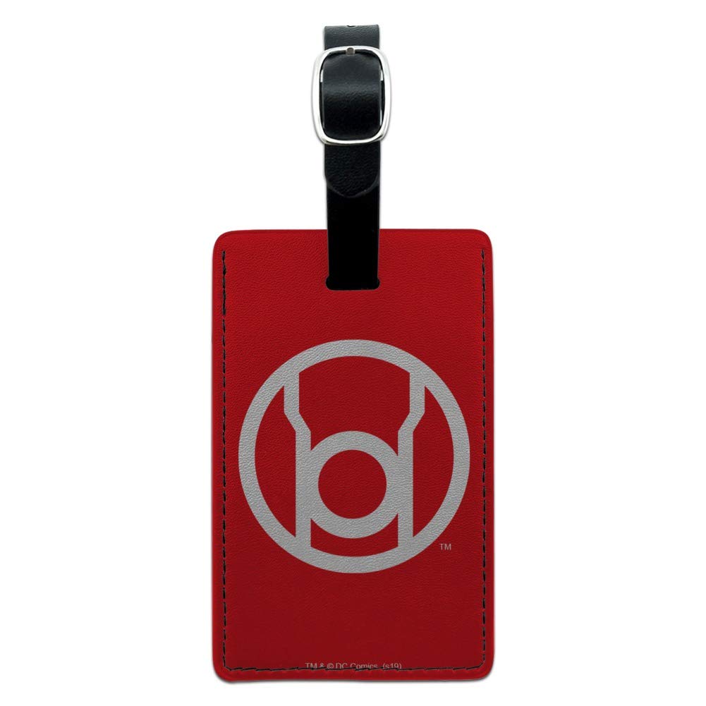 Green Lantern vs Red Lantern Logo Leather Luggage Tag - Durable Rectangle ID Card Holder for Travel Bags - Perfect for Comic Con, Cosplay & Superhero Fans