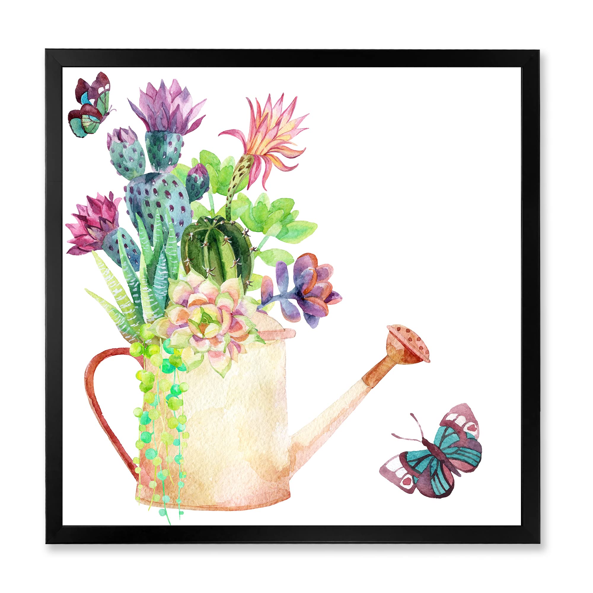 Vintage Watering Can Succulent Farmhouse Wall Art - Rustic Home Decor for Living Room, Kitchen & Office