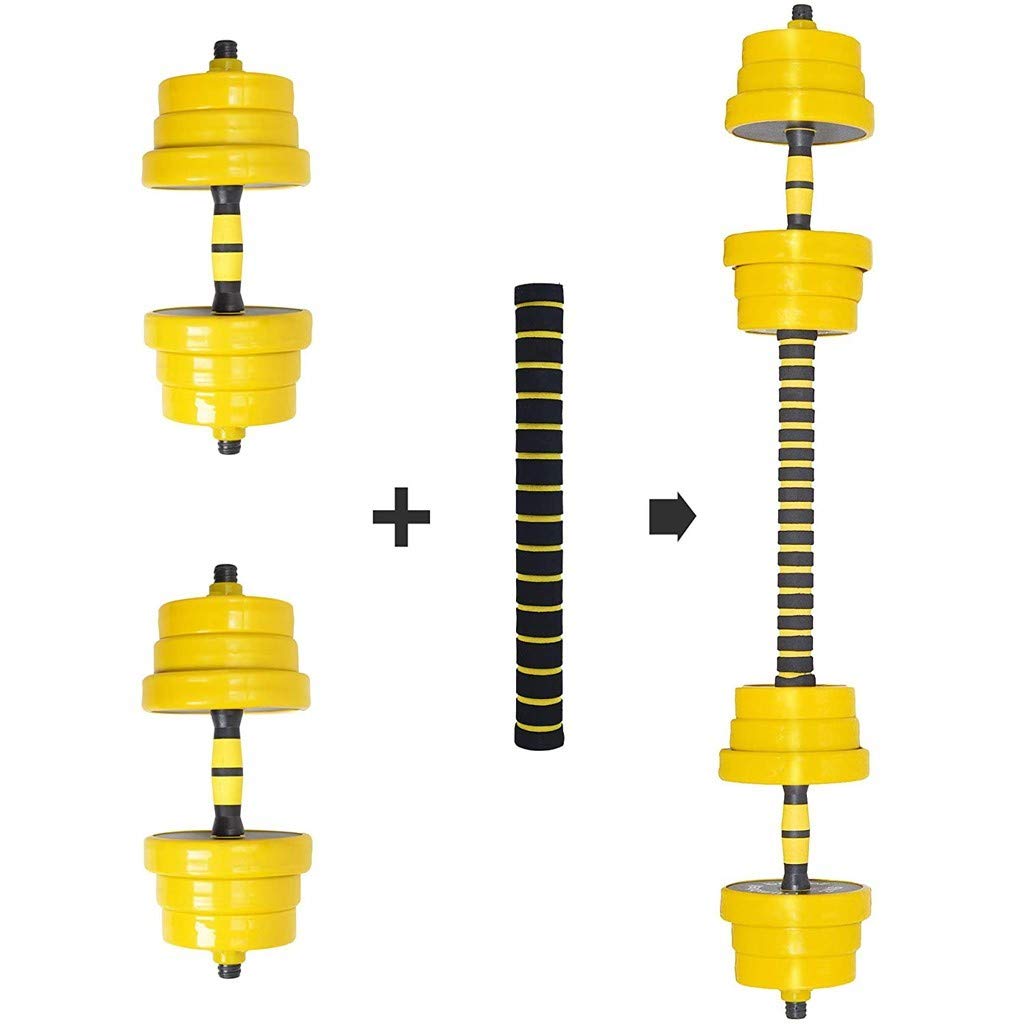 Adjustable Dumbbell Barbell Set - 40LB Rubber Coated Weight Pair for Home Gym, Strength Training & Fitness Workouts (Yellow, One Size) - Perfect for Home Workouts, CrossFit & Muscle Building