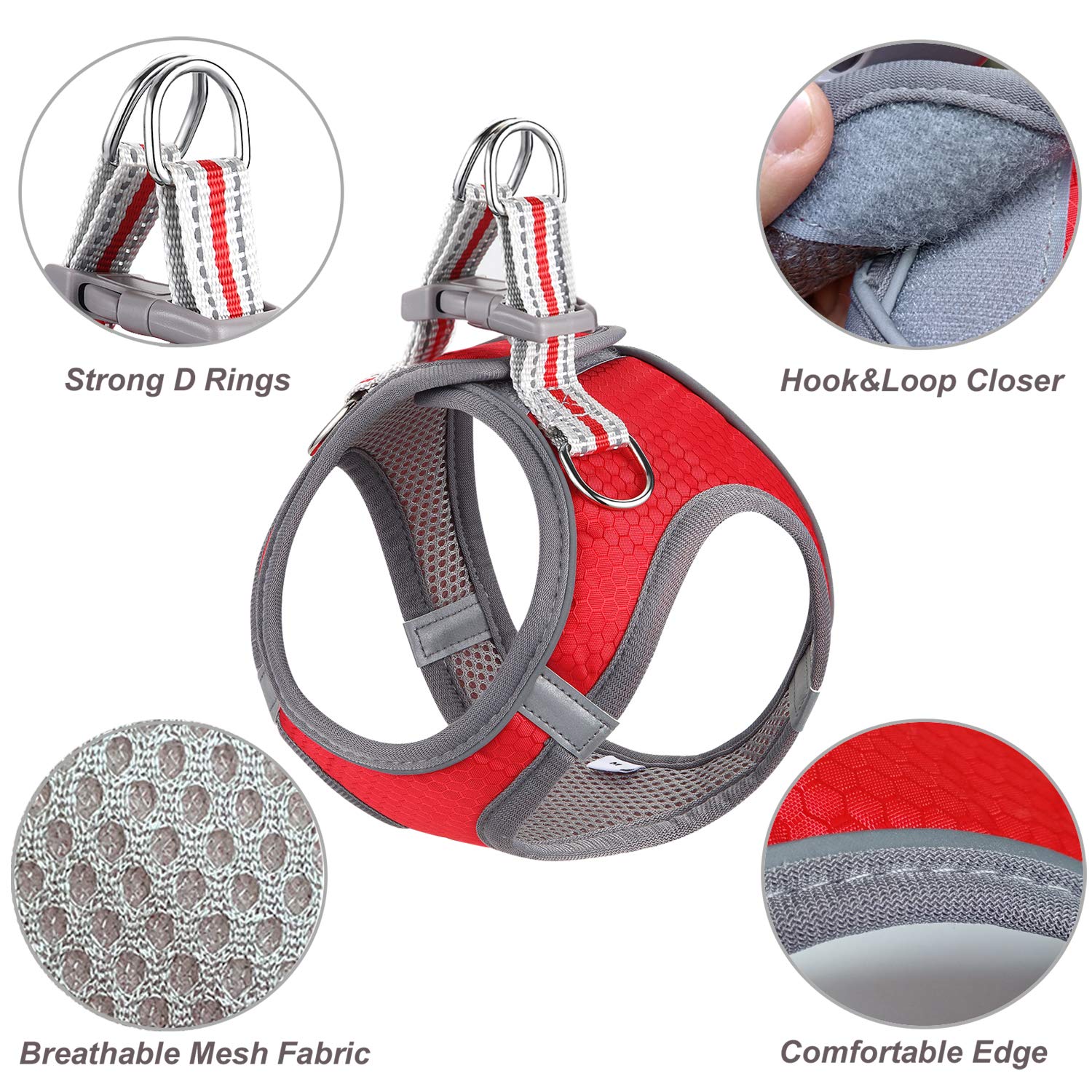 JSXD Small Dog Harness & Leash Set - Adjustable Step-in Puppy Vest with 3M Reflective Strips for Small to Medium Dogs | Perfect for Walking, Training & Nighttime Safety
