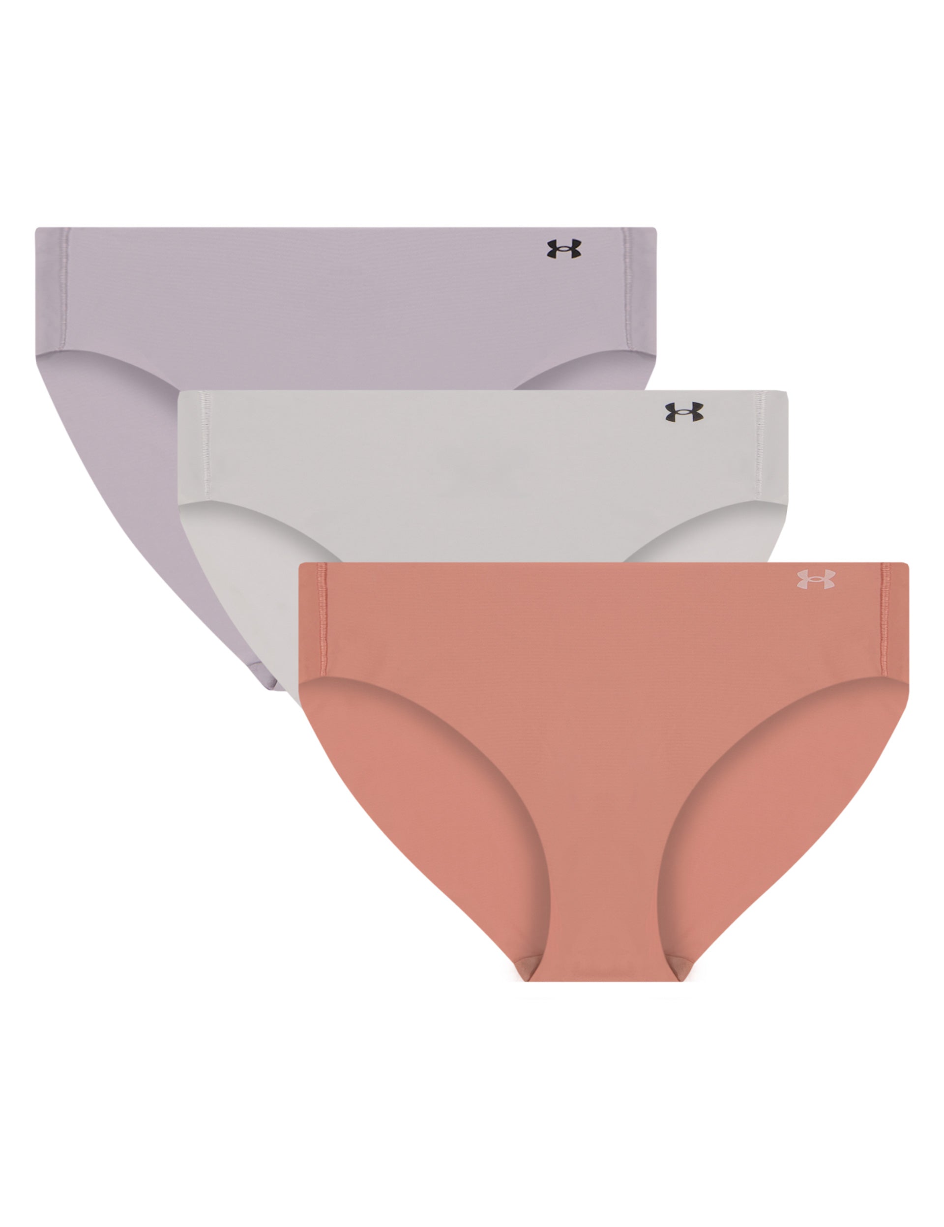 Pure Stretch 3 Pack No Show Bikini Underwear - Canyon Pink, Grey Matter & Grey Dawn - Seamless Comfort for Yoga, Gym & Everyday Wear