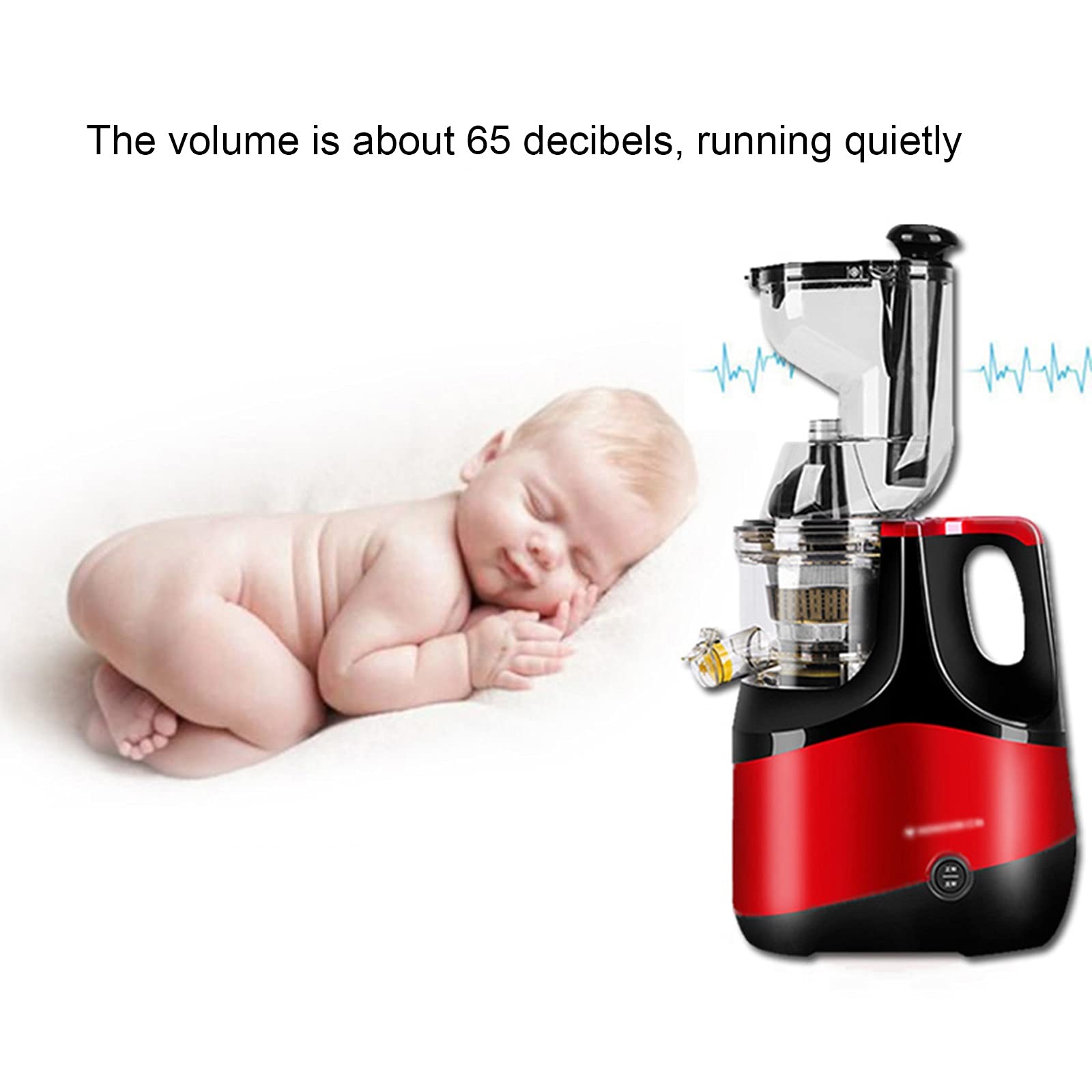 Premium Slow Masticating Juicer for Fruits & Vegetables - 80mm Wide Feed Chute, Cold Press Technology, Easy to Clean - Red (Perfect for Healthy Juicing, Detox Drinks & Family Breakfast)