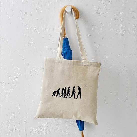 The Evolution Of Golf Tote Bag - Natural Canvas Reusable Shopping Bag for Golf Enthusiasts - Perfect for Golf Outings, Grocery Shopping & Beach Trips