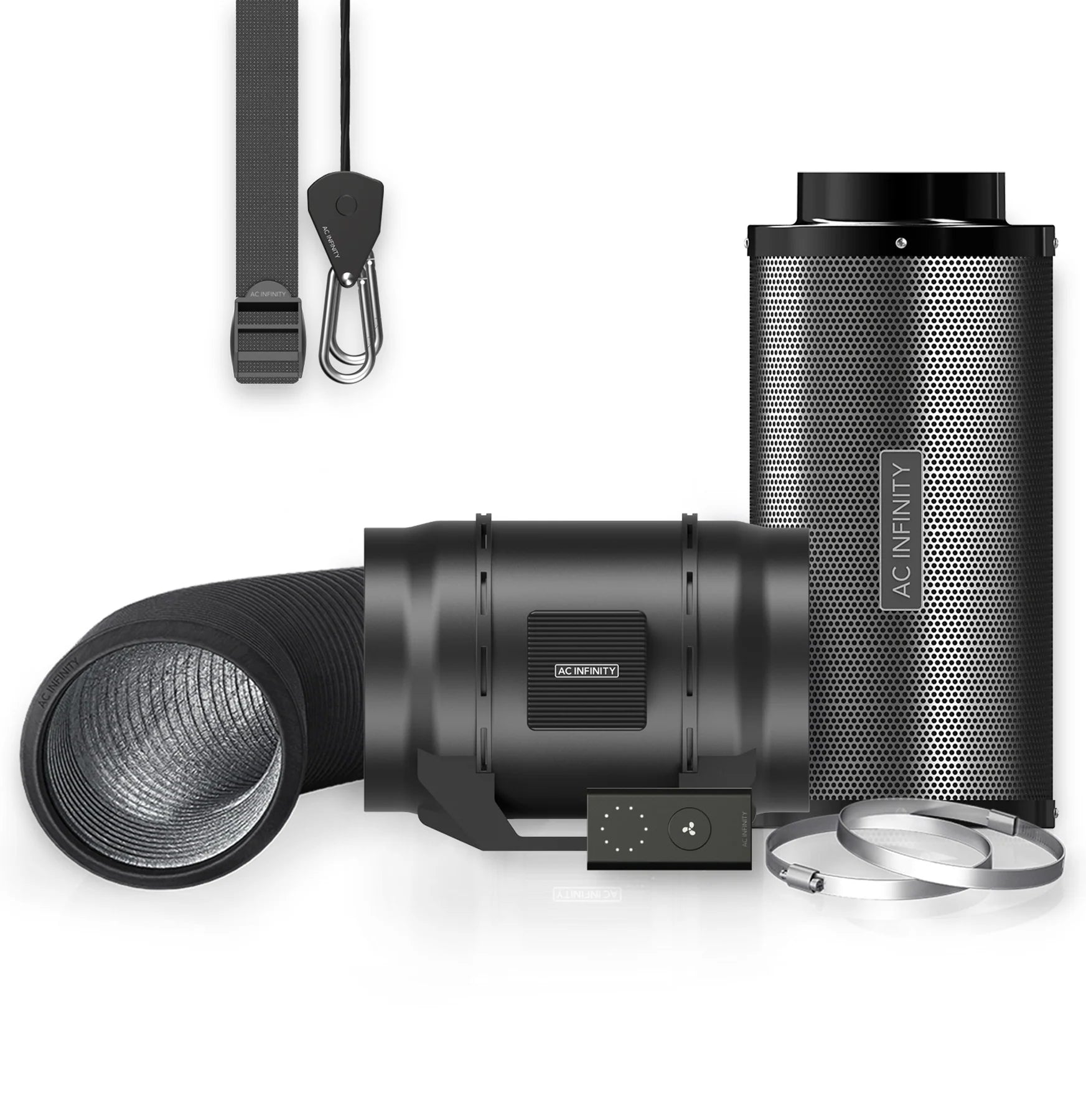 AC Infinity Fan and Filter Extraction Kit - High Performance Ventilation System for Indoor Grow Tents, Hydroponics, and Greenhouses (No UIS Controller Included)